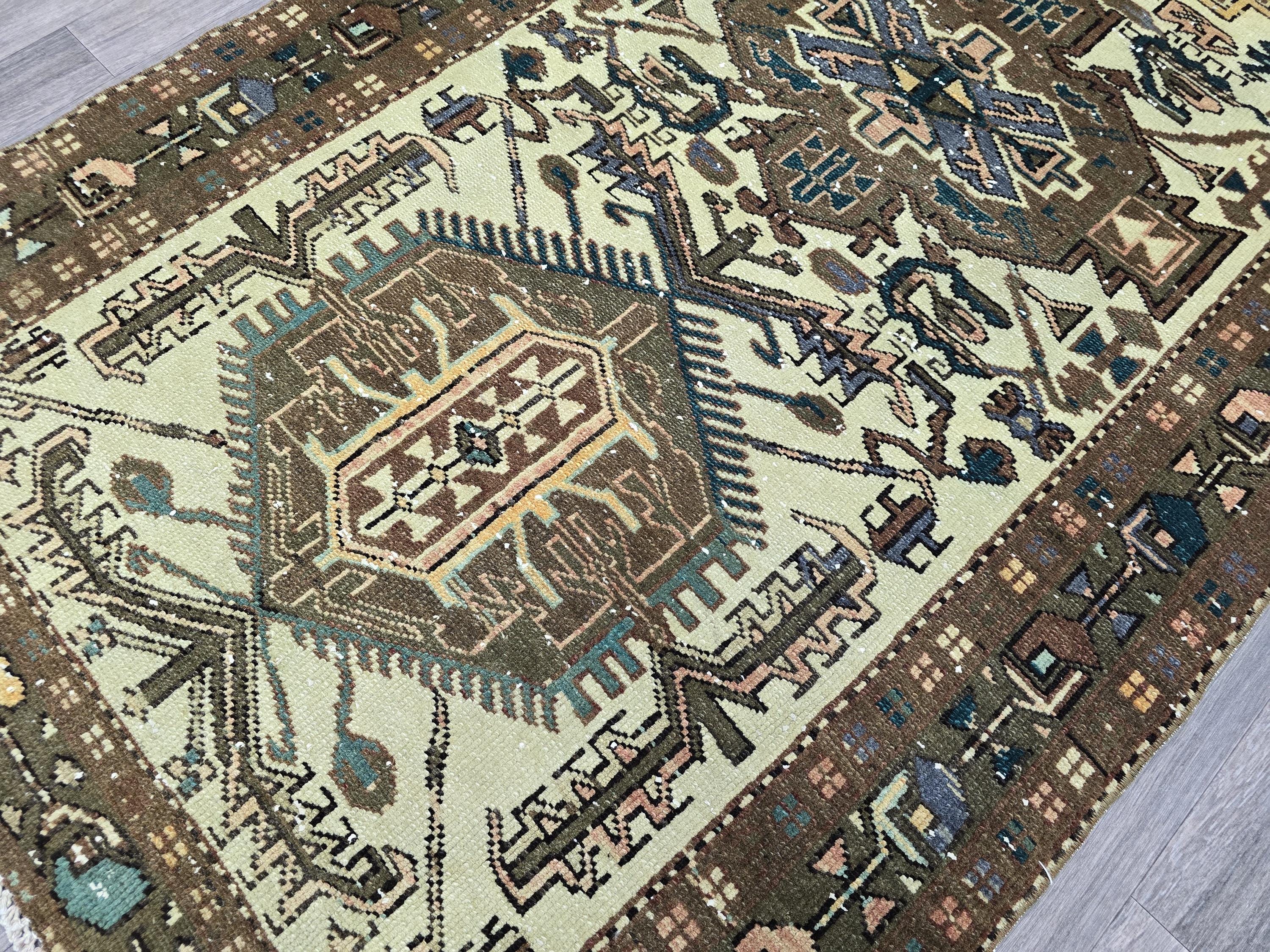 Handmade Wool Oushak Runner Rug: Vintage Turkish Hallway Carpet (4x10)