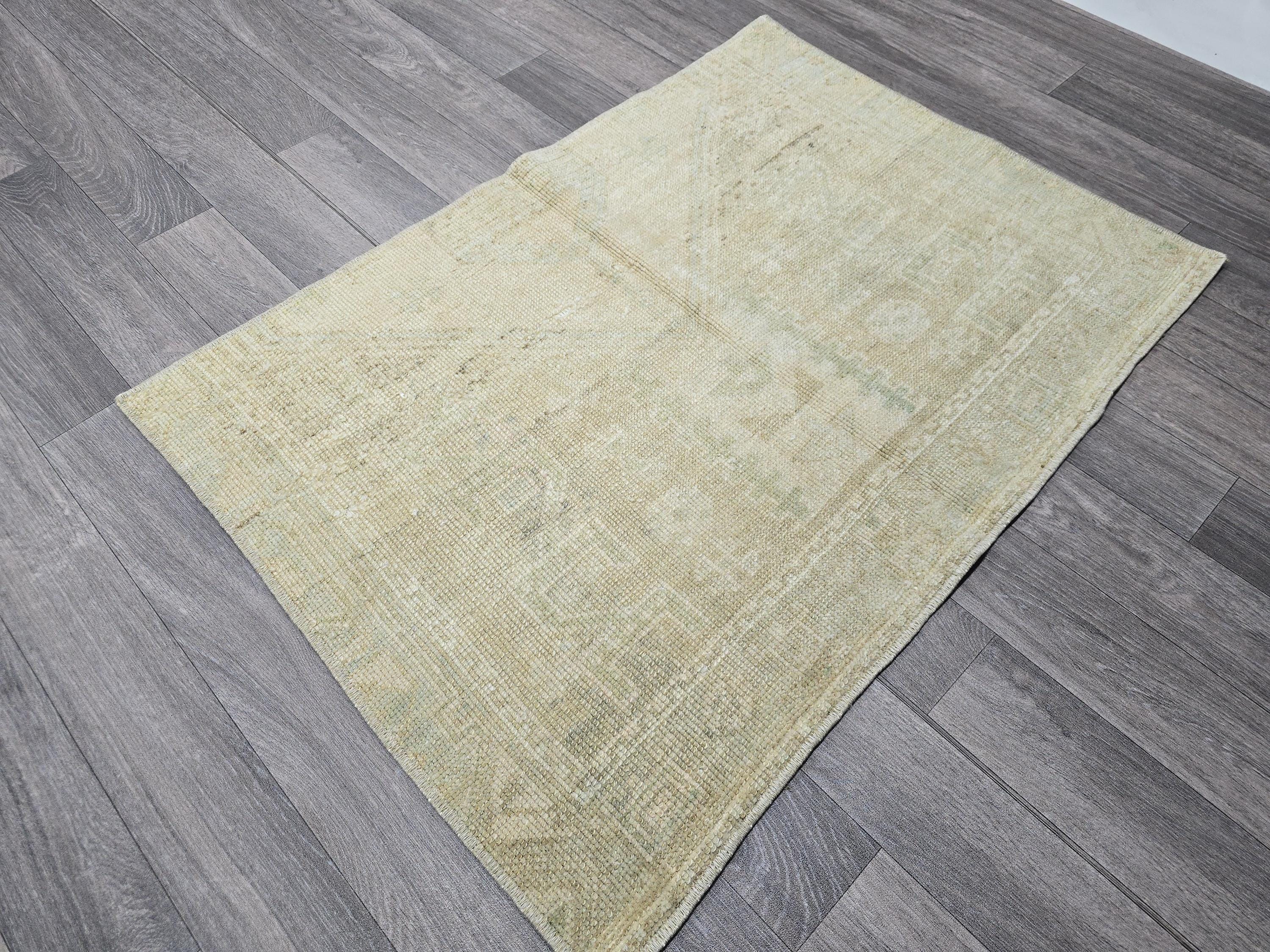 2x3 Small Vintage Handmade Wool Rug - Oushak Doormat for Bathroom //2.3x3.20 feet