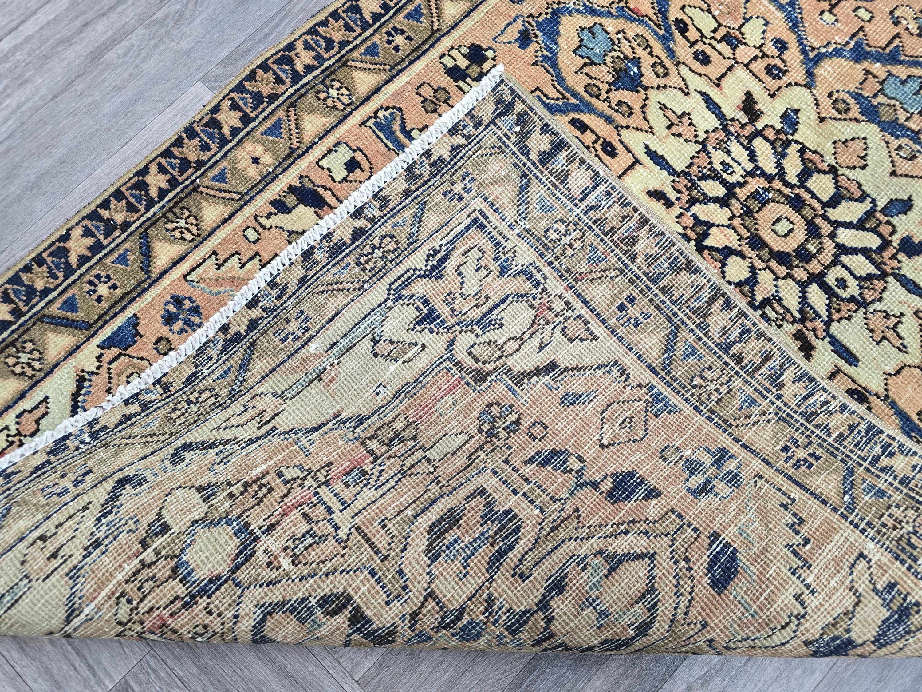 Handwoven Vintage Runner Rug: Persian-Inspired Boho Hallway Decor (3.40 x 10 Ft)