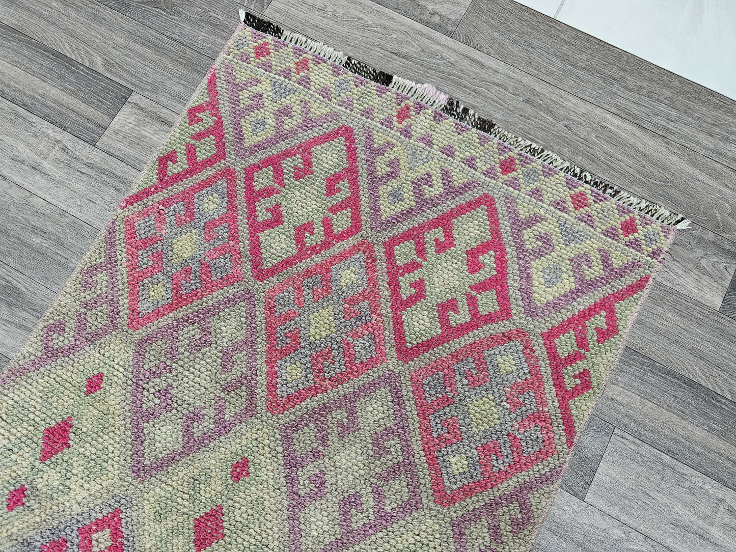 Vintage Turkish Runner Rug: Handwoven Oriental Hallway Rug (2.25x13.70 feet)