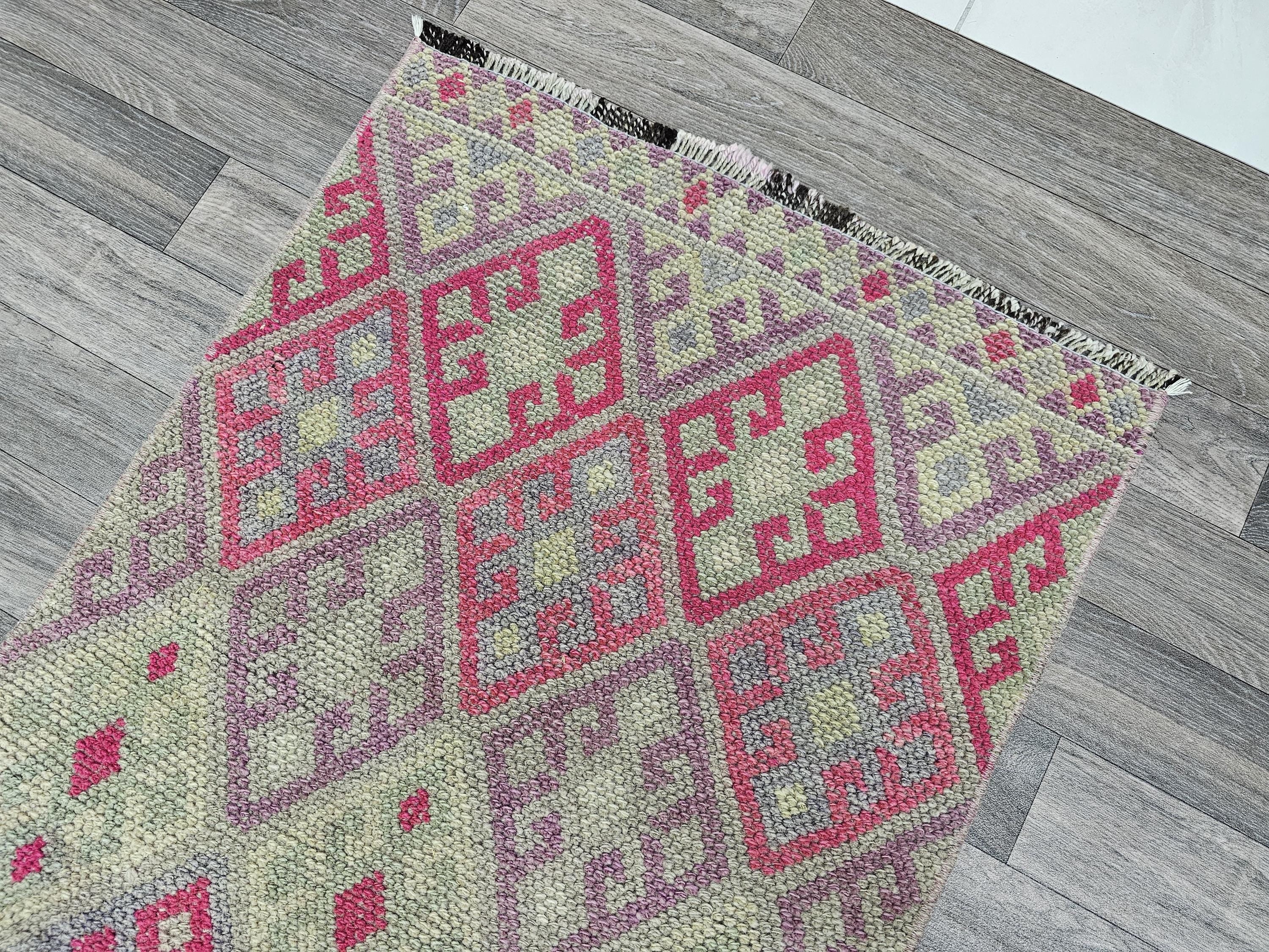 Vintage Turkish Runner Rug: Handwoven Oriental Hallway Rug (2.25x13.70 feet)