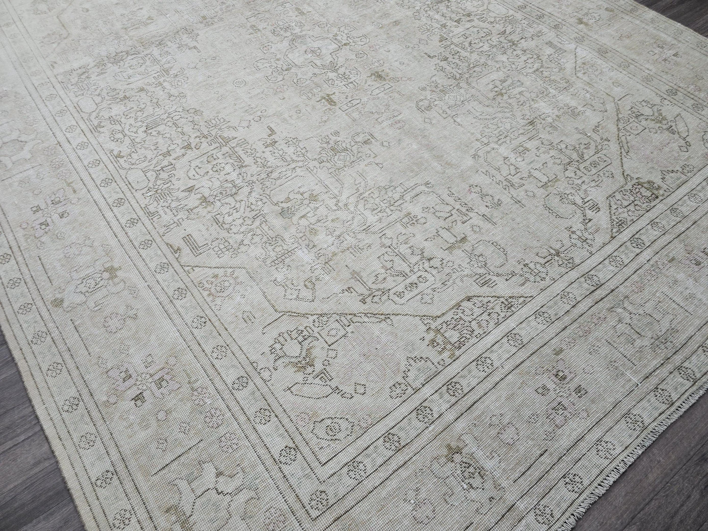 10x12 Oversize Neutral Vintage Turkish Area Rug Muted Beige Pink Hue Brown
