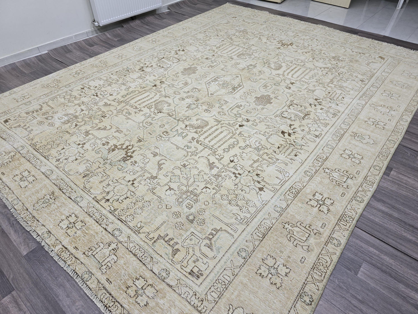10x13 Neutral HandKnotted Wool Area Rug // 9.60x12.60 feet