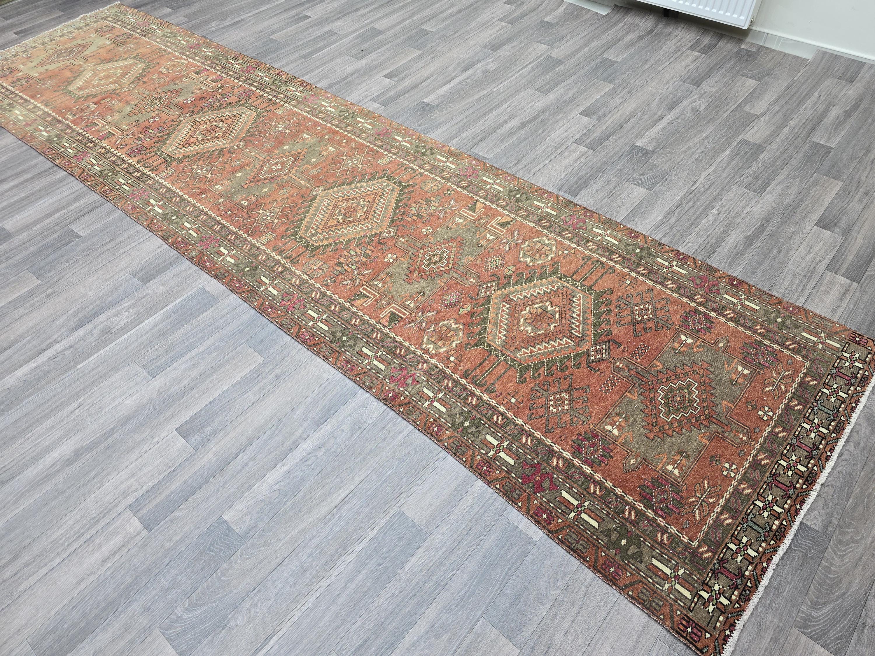 Vintage Turkish Runner Rug: Handknotted Anatolian Tribal Carpet