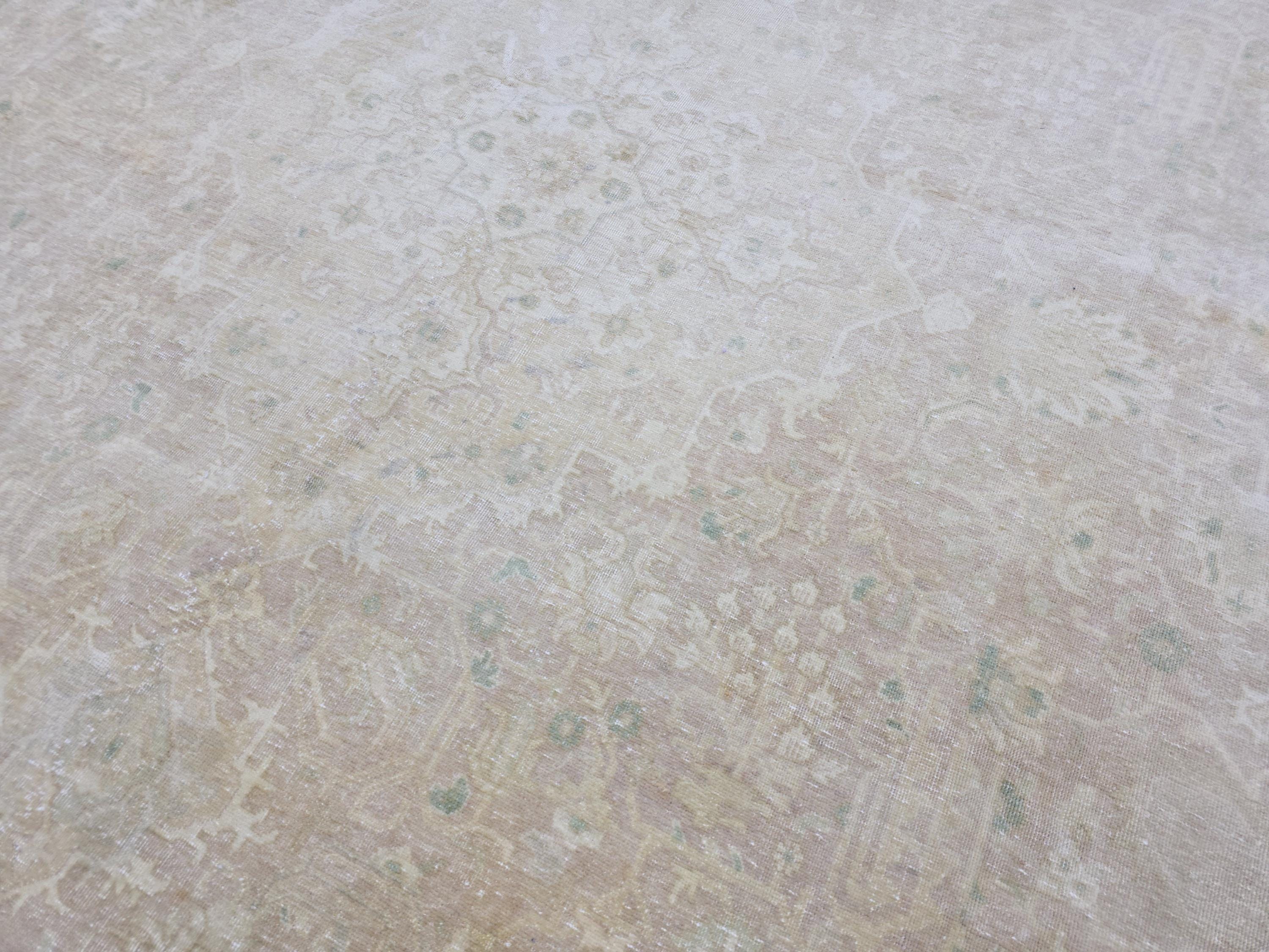 Large Vintage Handwoven Turkish Oushak Wool Rug: 9.6x12.6 ft