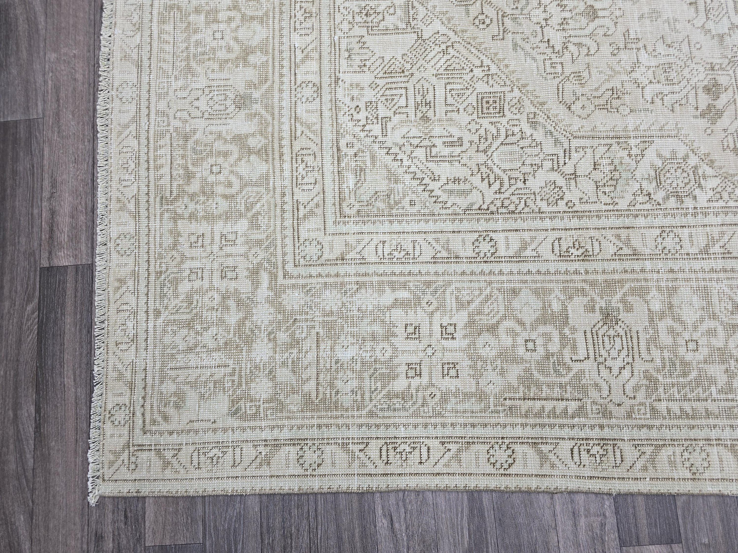 9x12 Vintage Neutral Handmade Wool Rug, 9.30x12.25 ft, Boho Farmhouse Area Rug, Turkish Beige Distressed Carpet, FREE Shipping