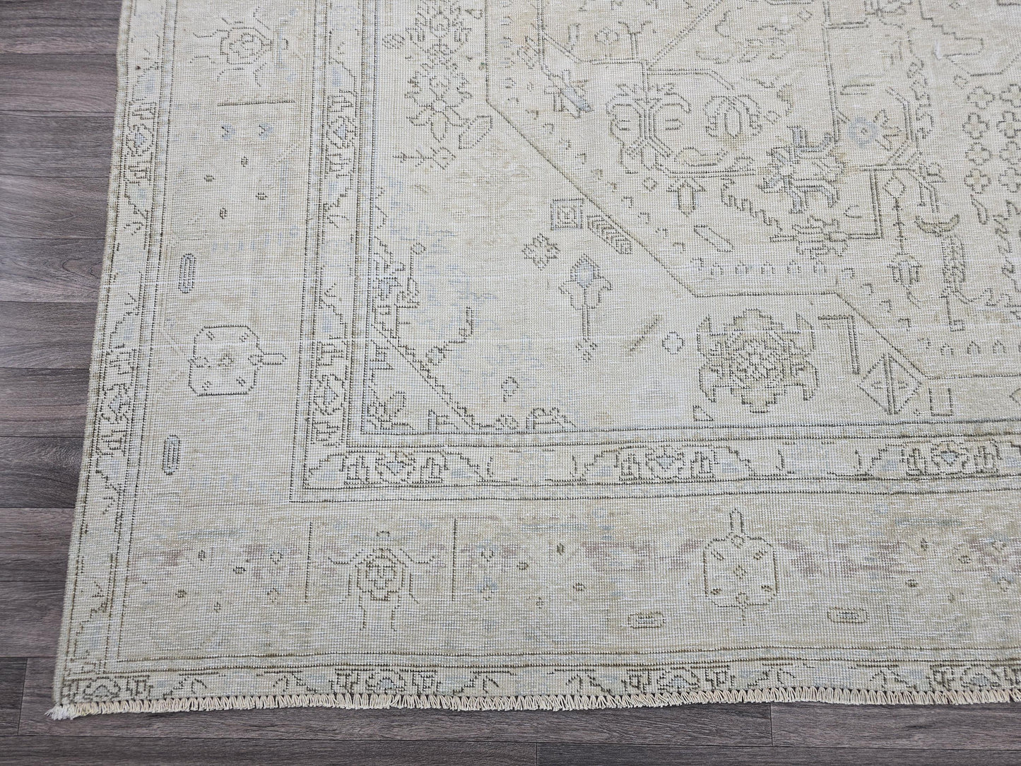 10x13 Neutral Vintage Turkish Area rug Handmade // 9.65x12.60 feet