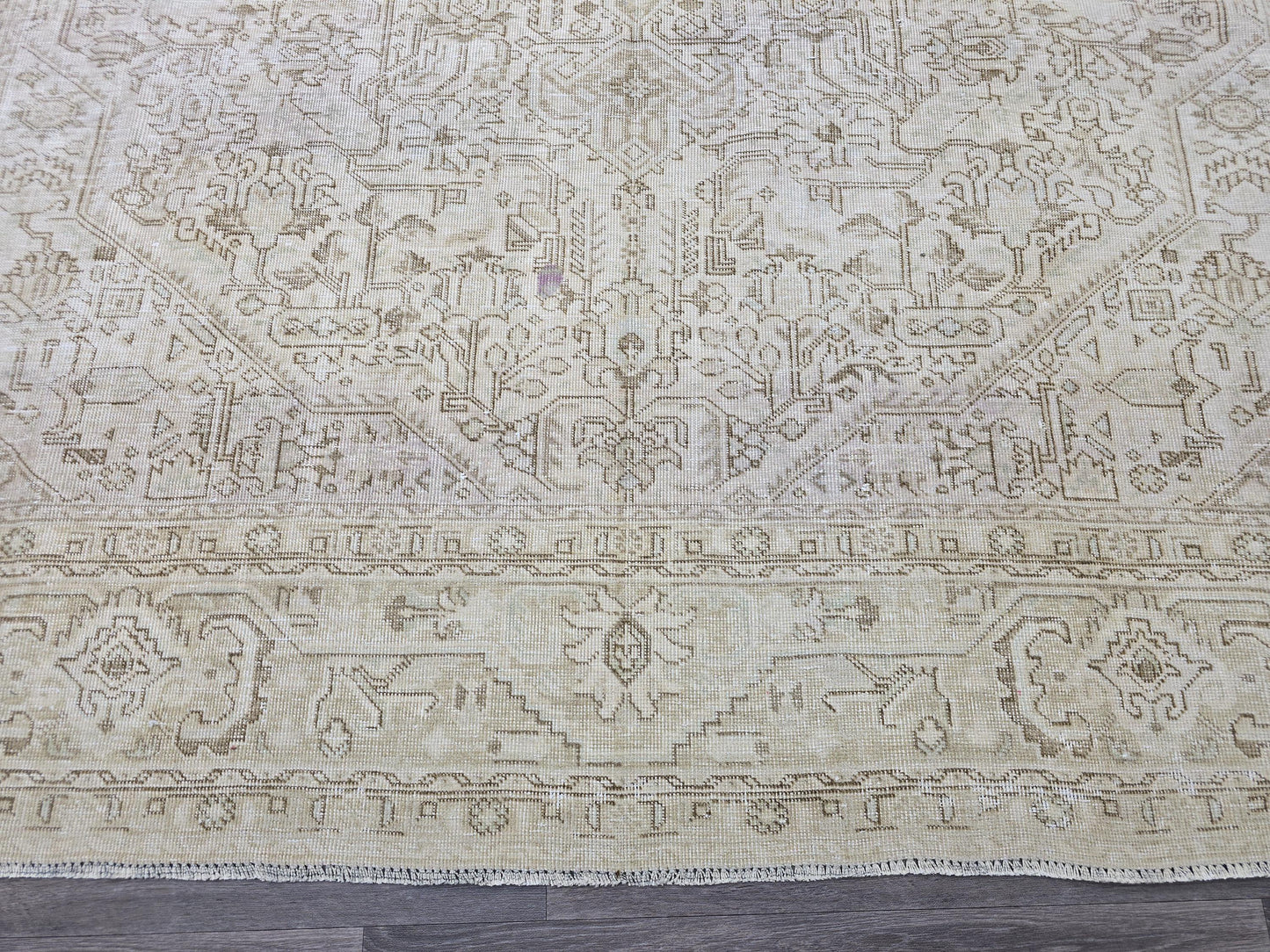 9x12 Classic Vintage Oushak Area Rug/ Neutral Turkish Rug/ Muted Area Rug 9x12 / Faded Oriental Carpet Geometric Design