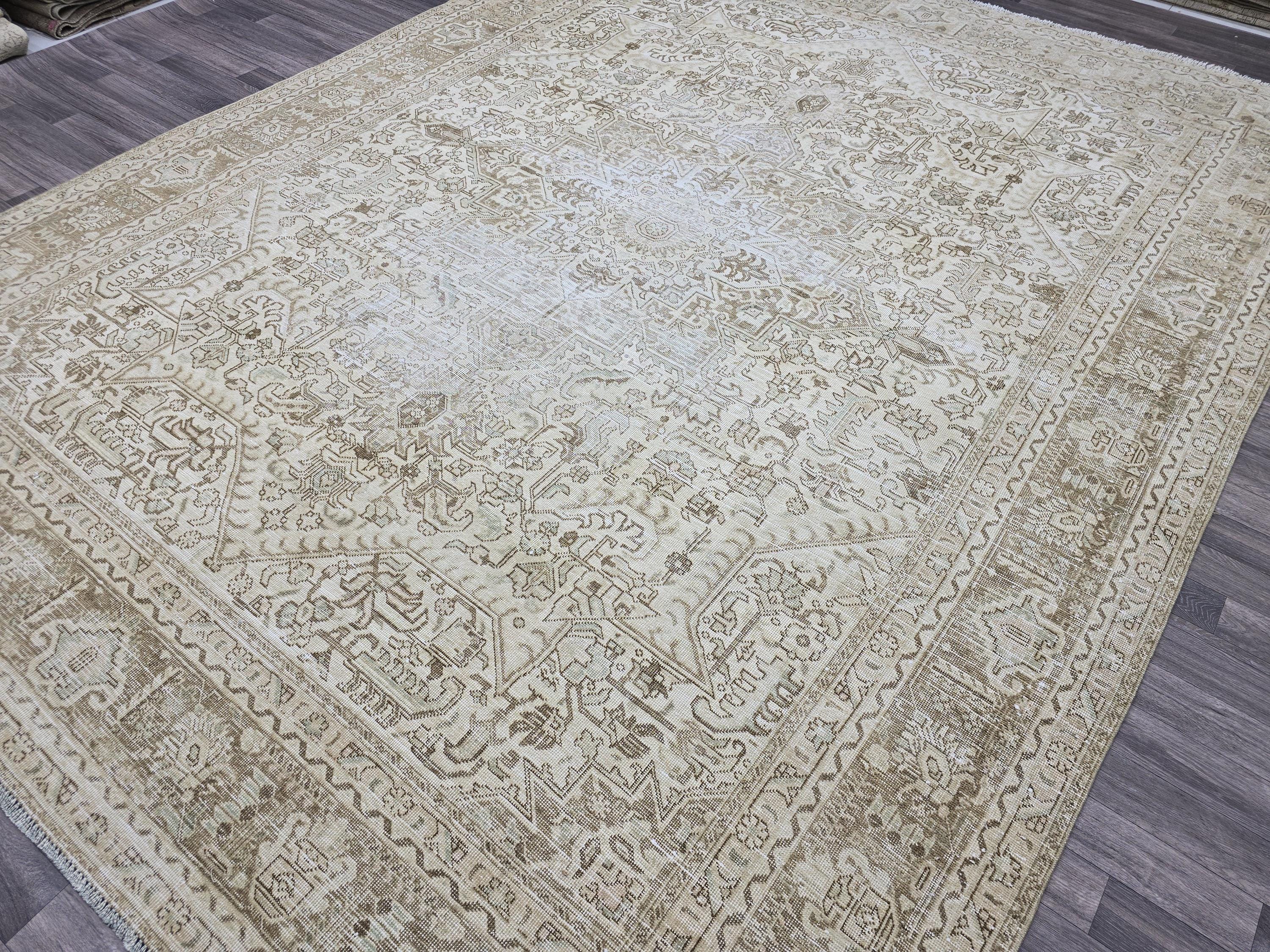 Oversize Hand-Knotted Wool Oushak Rug: 9.65x12.20 ft Vintage Turkish Area Rug