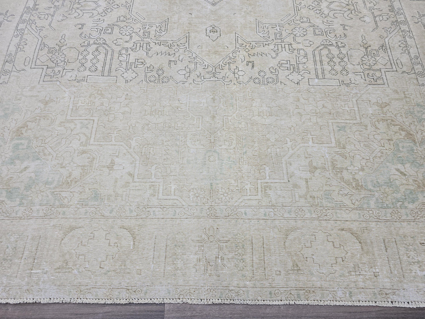 Oversized Oushak Rug 9x12: Hand-Knotted Neutral Vintage Area Rug