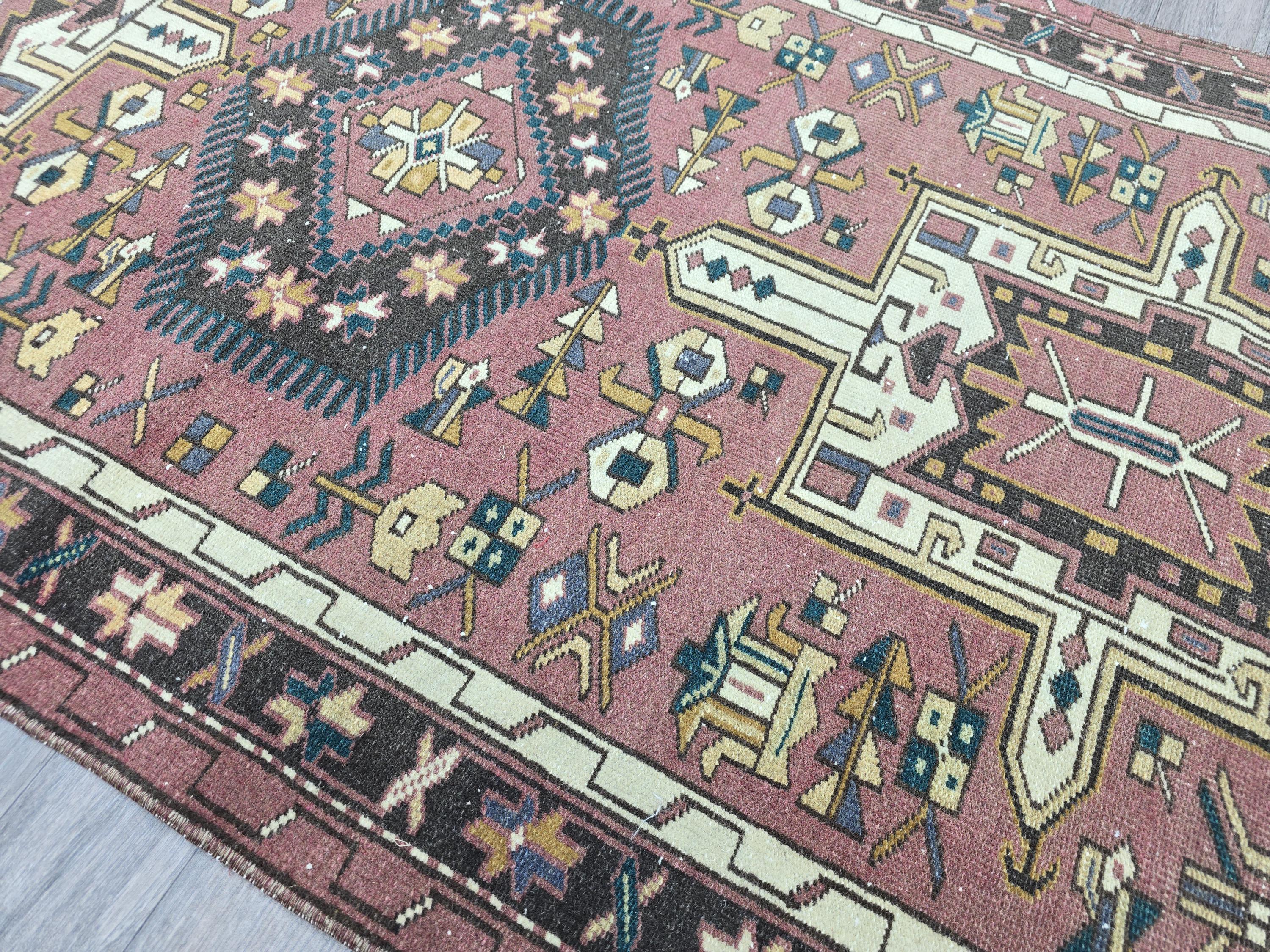 Vintage Turkish Runner Rug: Handwoven Wool Kilim, Tribal Hallway Decor