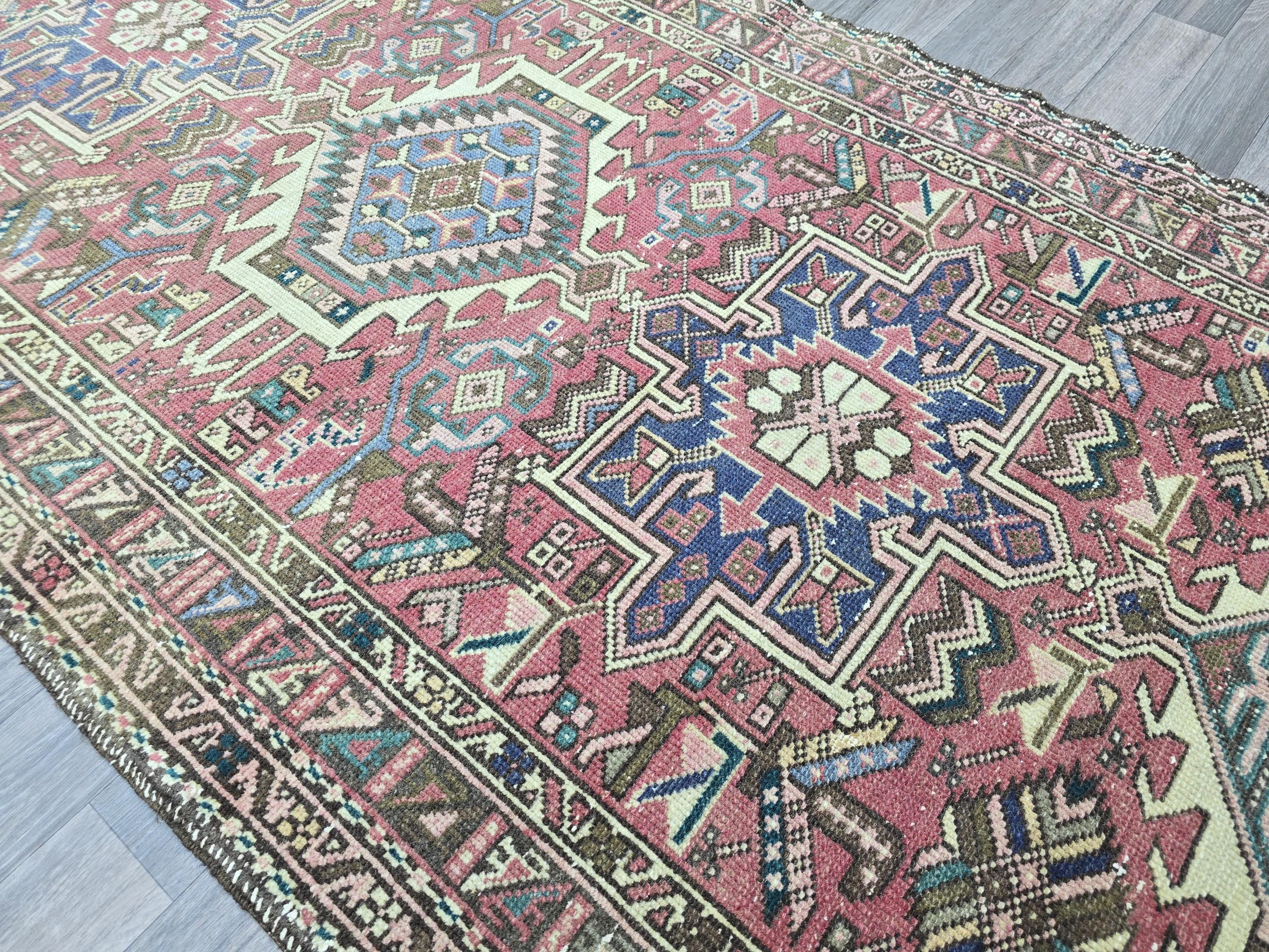 Vintage Oushak Wool Runner Rug: Hand-Knotted Turkish Hallway Carpet (3.85x12.10 ft)