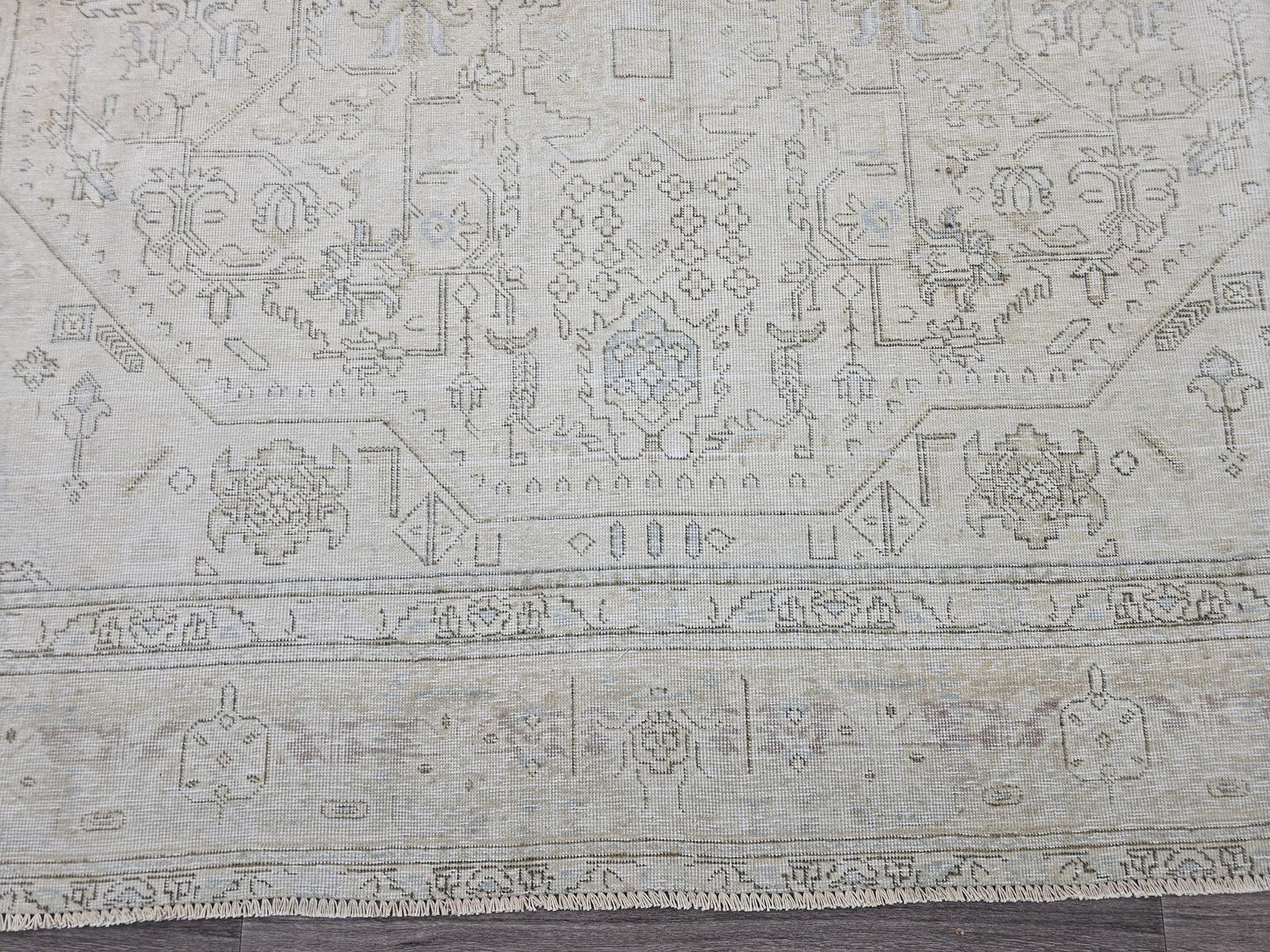 10x13 Neutral Vintage Turkish Area rug Handmade // 9.65x12.60 feet