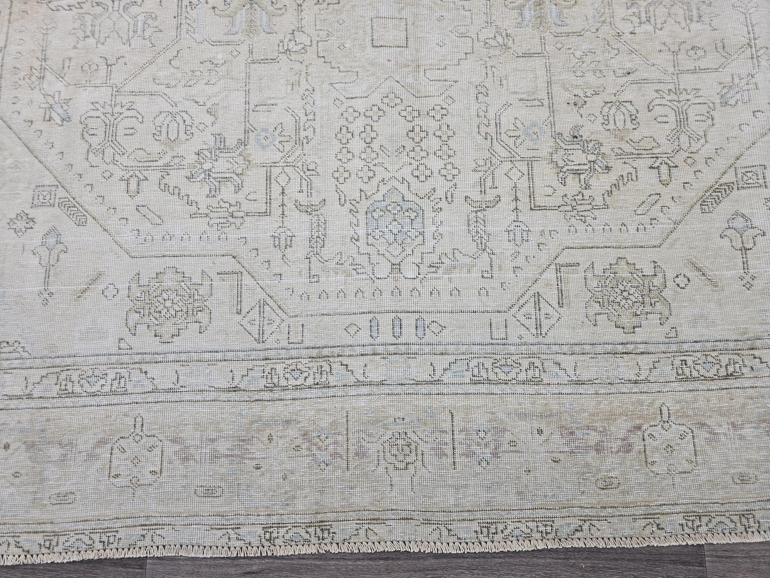 10x13 Neutral Vintage Turkish Area rug Handmade // 9.65x12.60 feet