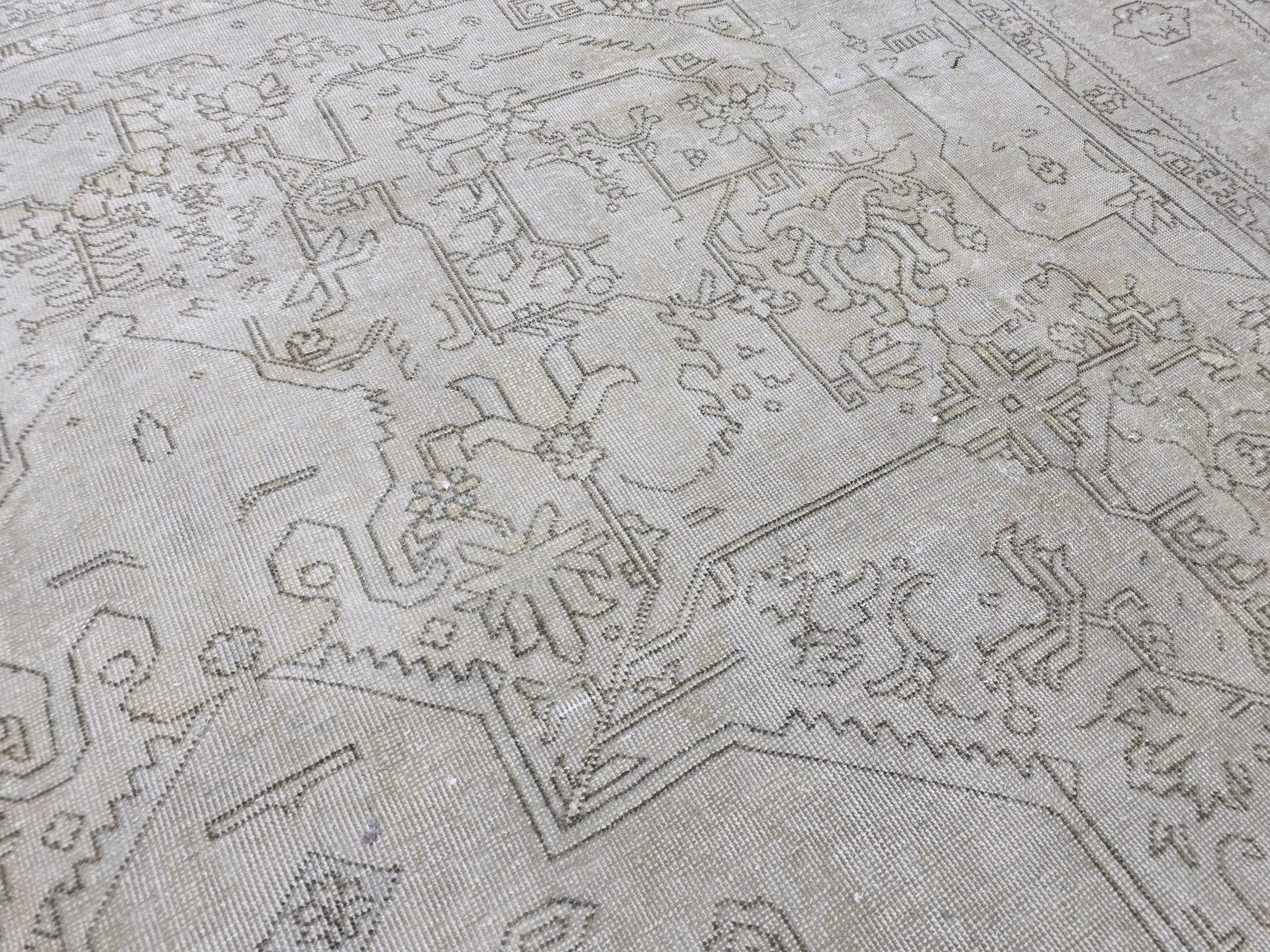 Extra Large Hand-Knotted Wool Rug: 9.5x12.6 ft Distressed Turkish Oriental Carpet