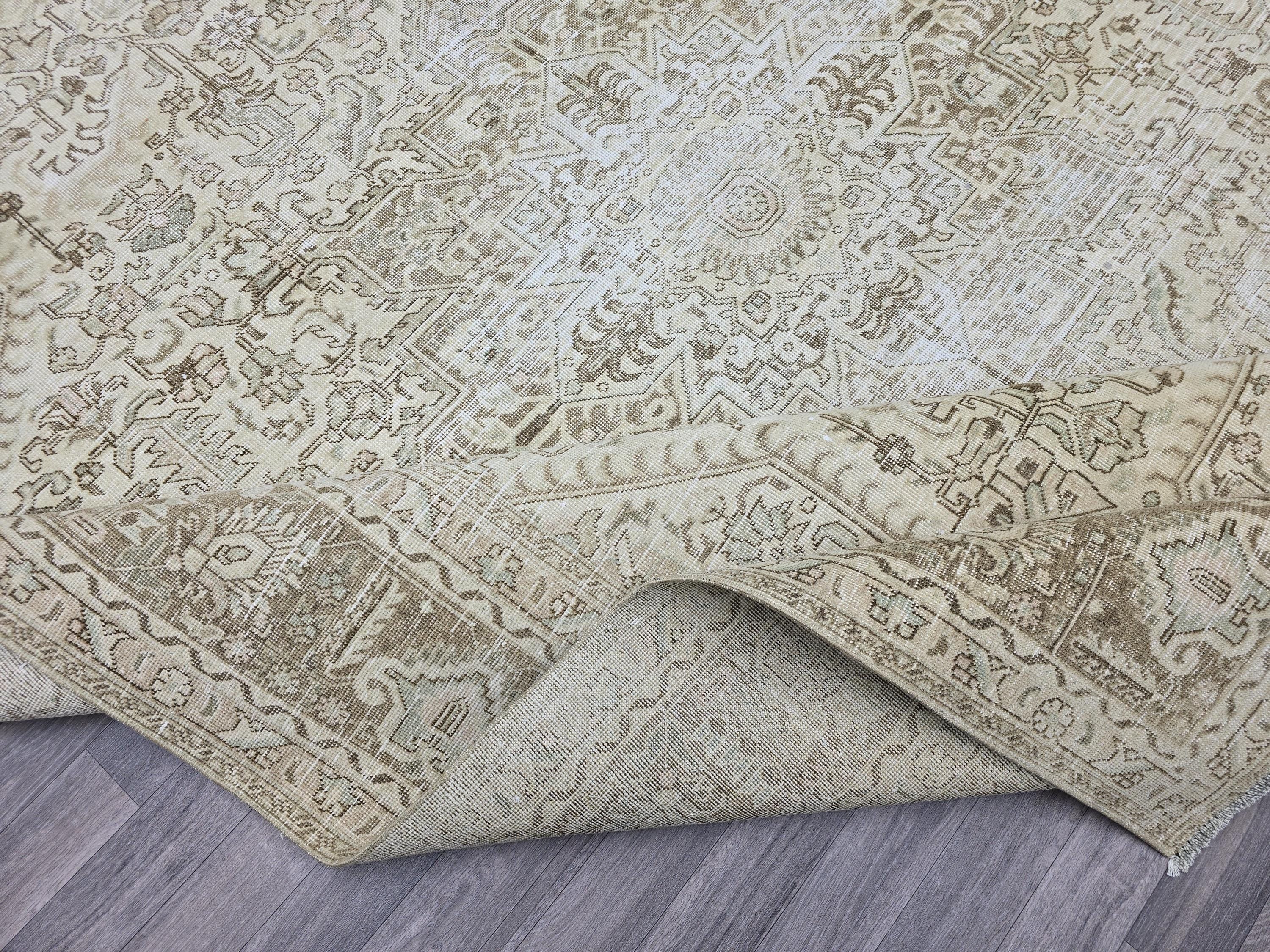 Oversize Hand-Knotted Wool Oushak Rug: 9.65x12.20 ft Vintage Turkish Area Rug