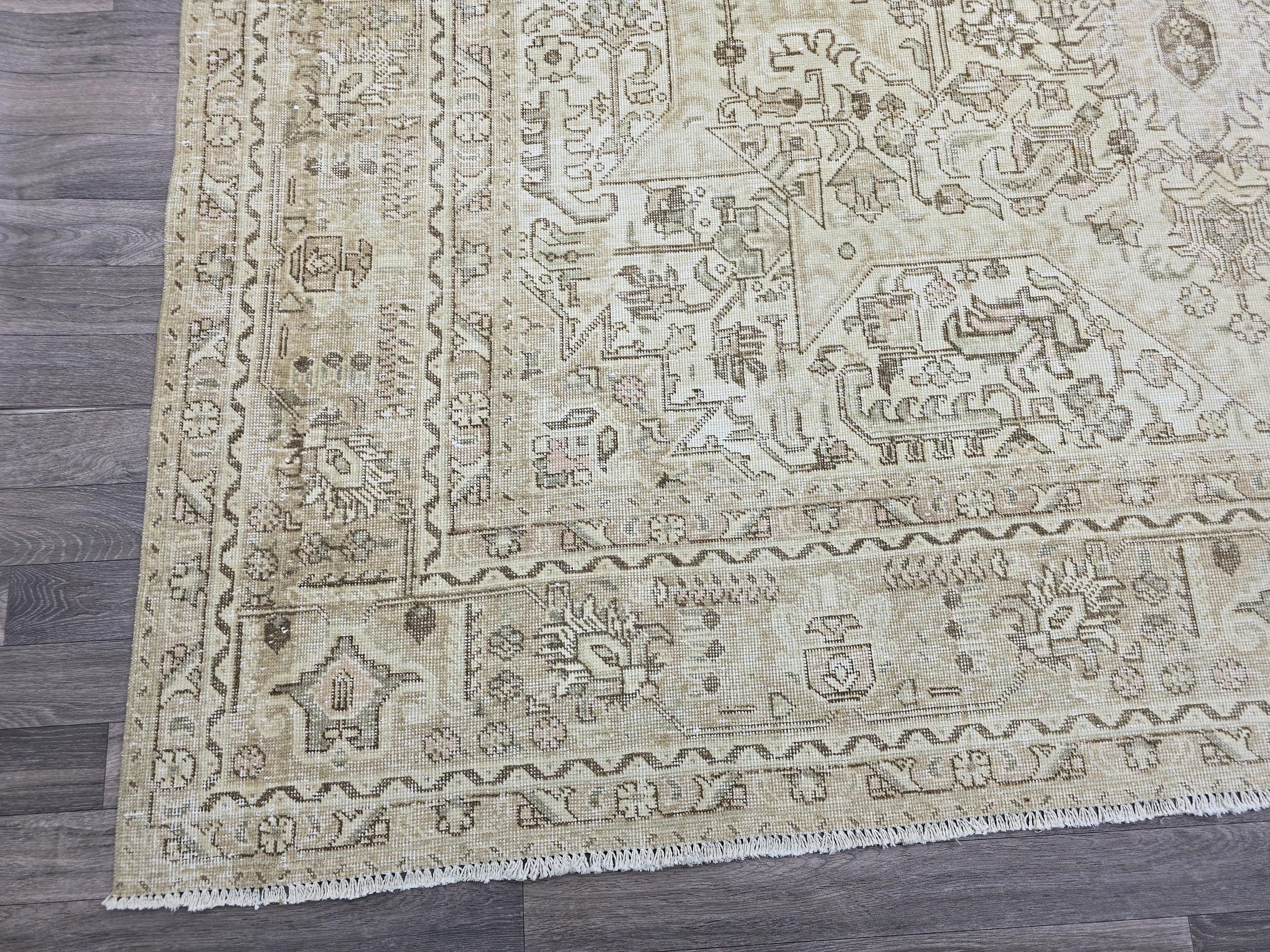 Oversize Hand-Knotted Wool Oushak Rug: 9.65x12.20 ft Vintage Turkish Area Rug