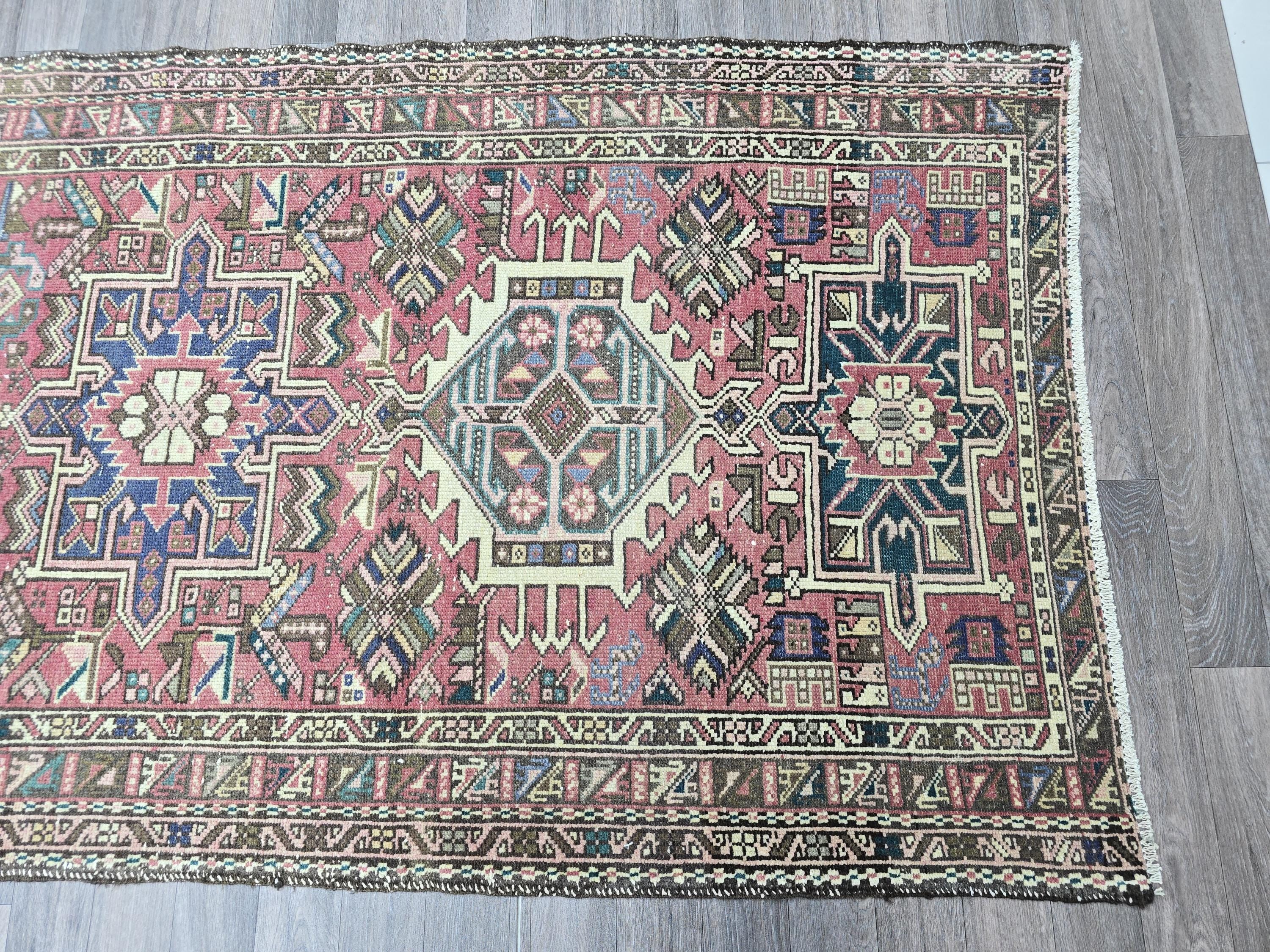 Vintage Oushak Wool Runner Rug: Hand-Knotted Turkish Hallway Carpet (3.85x12.10 ft)