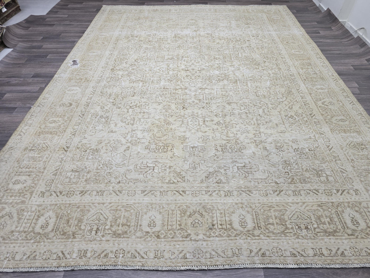 9x12 Geometric Design Neutral Area Rug - Oriental Rug - Natural Organic Wool Rug - Handmade Carpet - Extra Large Muted Turkish Area Rug