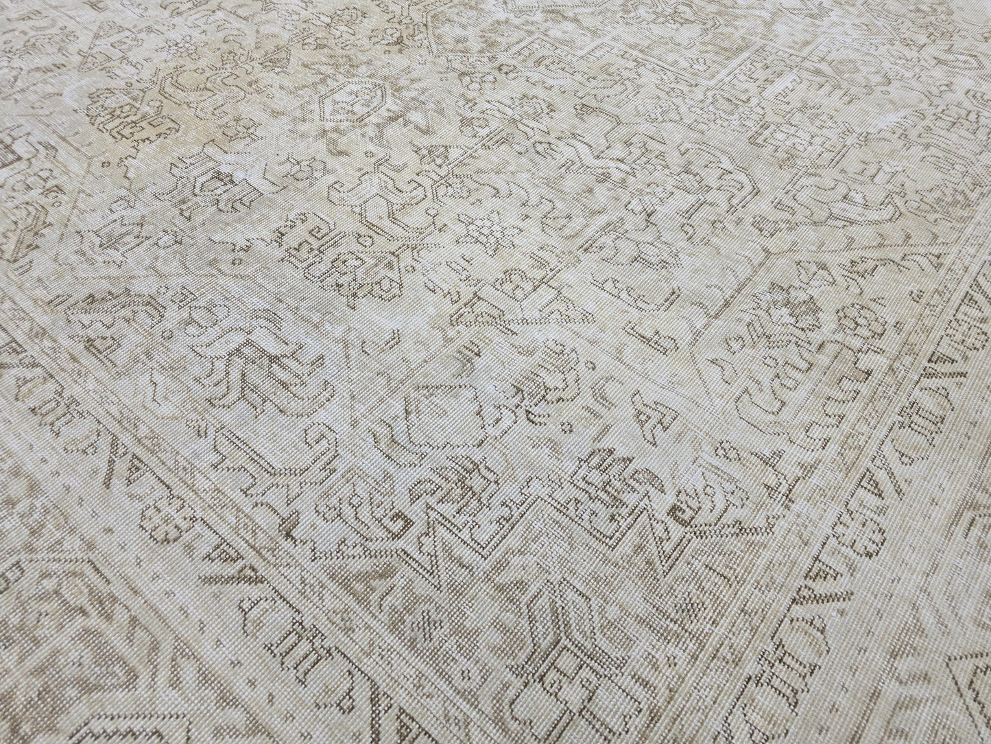9x12 Geometric Design Neutral Area Rug - Oriental Rug - Natural Organic Wool Rug - Handmade Carpet - Extra Large Muted Turkish Area Rug