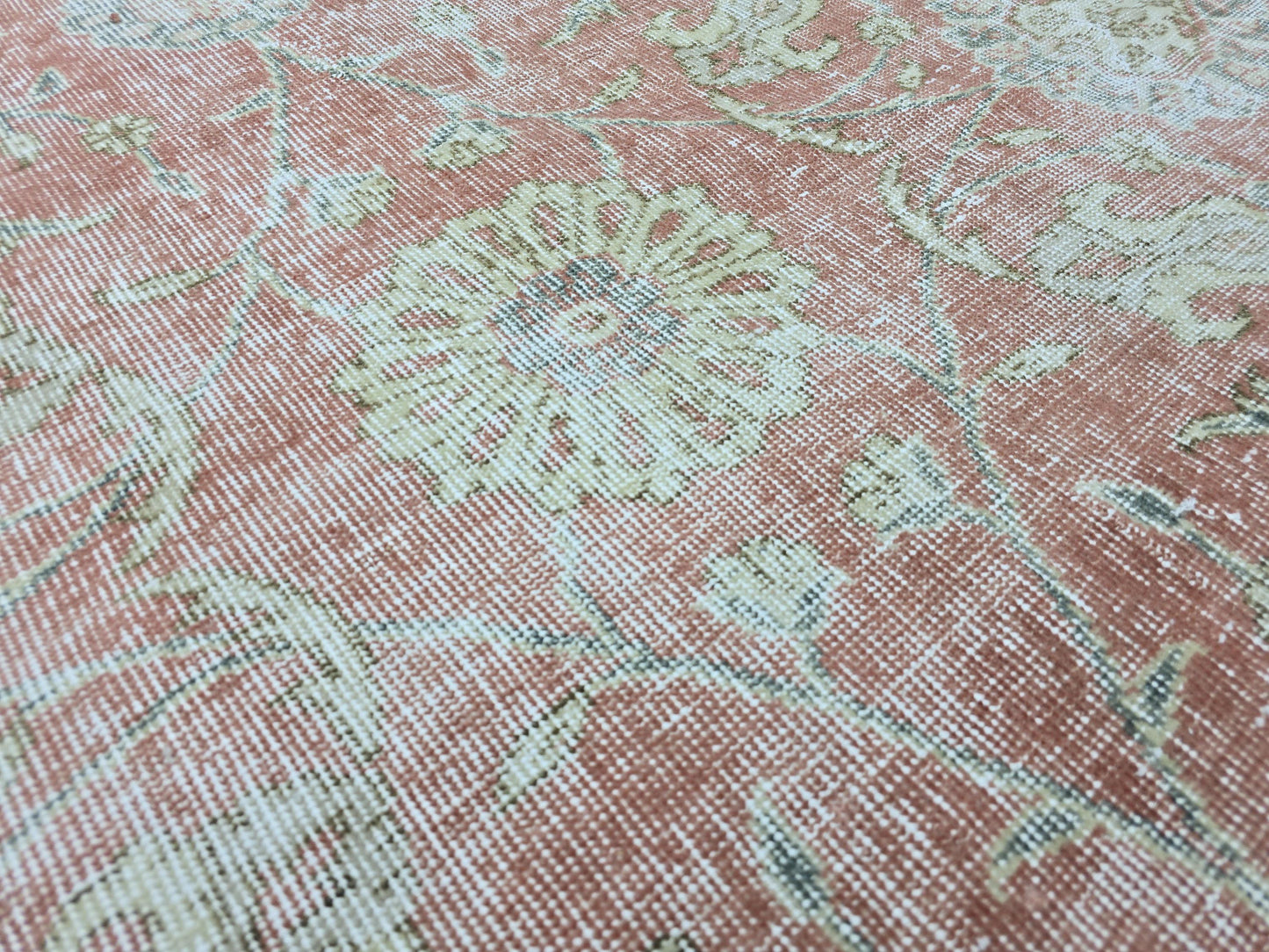 Large Turkish Oushak Rug 8x12 Pink Blue Vintage Carpet Handmade Wool Area Rug Floral