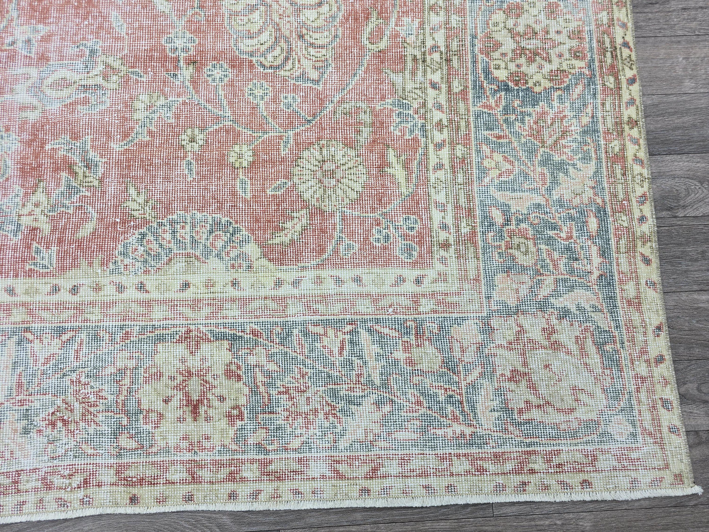 Large Turkish Oushak Rug 8x12 Pink Blue Vintage Carpet Handmade Wool Area Rug Floral