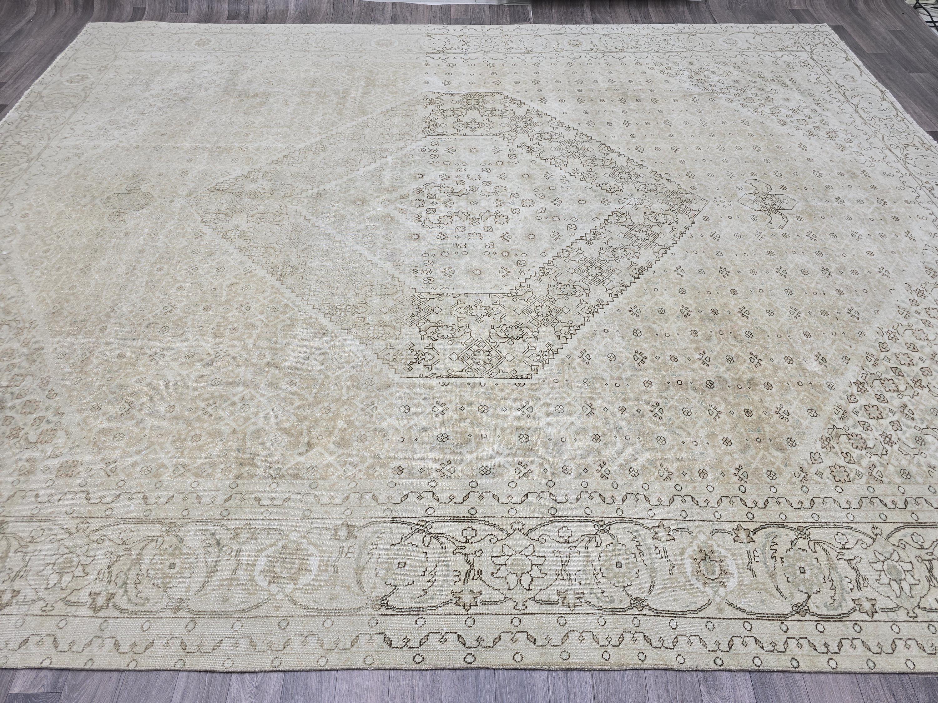 Hand Knotted Vintage Turkish Oushak Rug (9.70 x 12 ft)