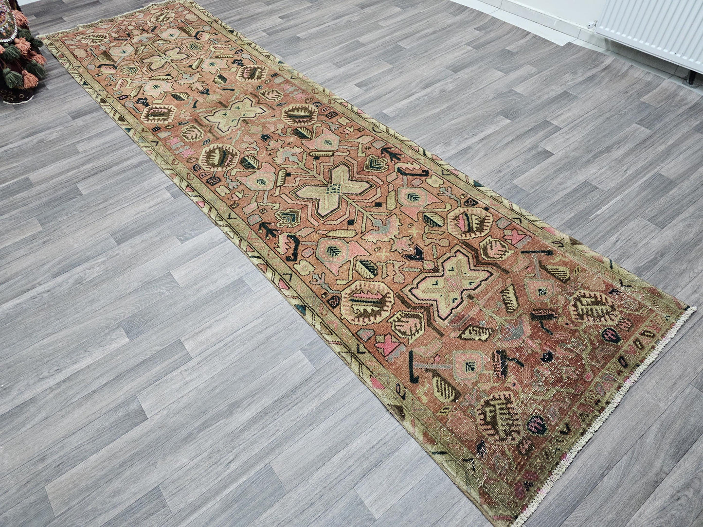 Vintage Runner / 3.30x12.15 feet / Hand Knotted Wool High Quality Antique Runner - Vintage Runner for Wide Hallway and Kitchen circa 1950's