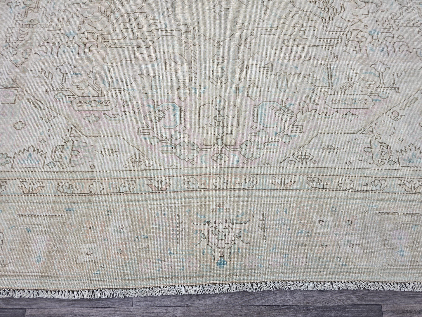Classic Vintage Neutral Turkish Area Rug //9.60x11.75 feet