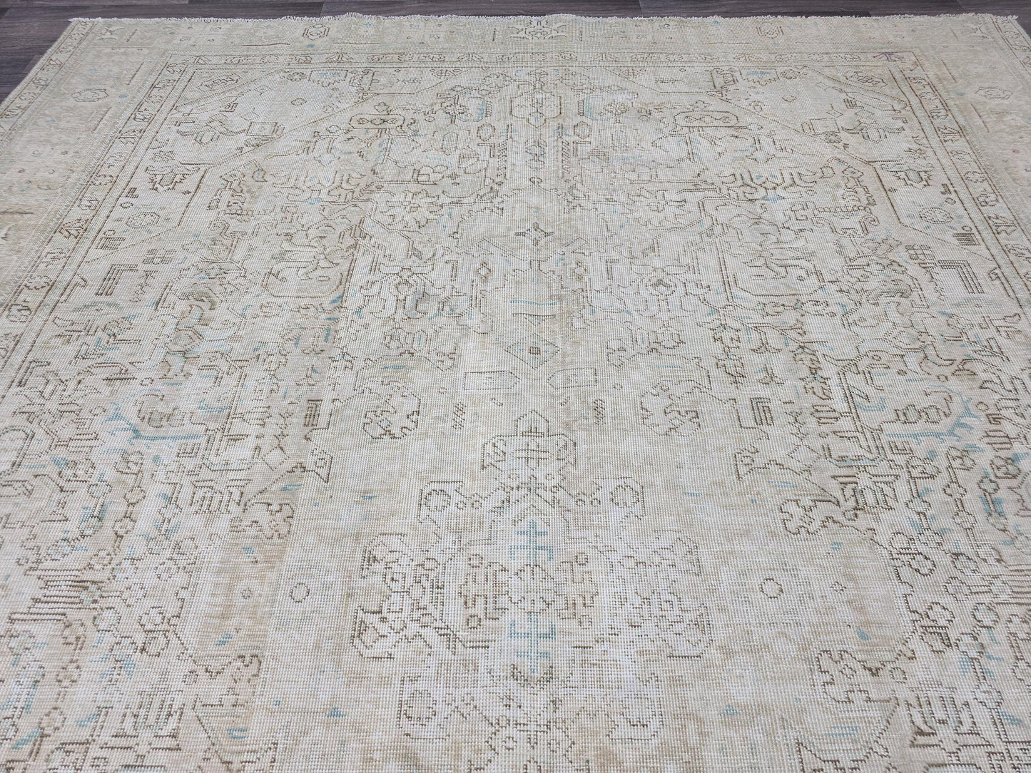 Classic Vintage Neutral Turkish Area Rug //9.60x11.75 feet