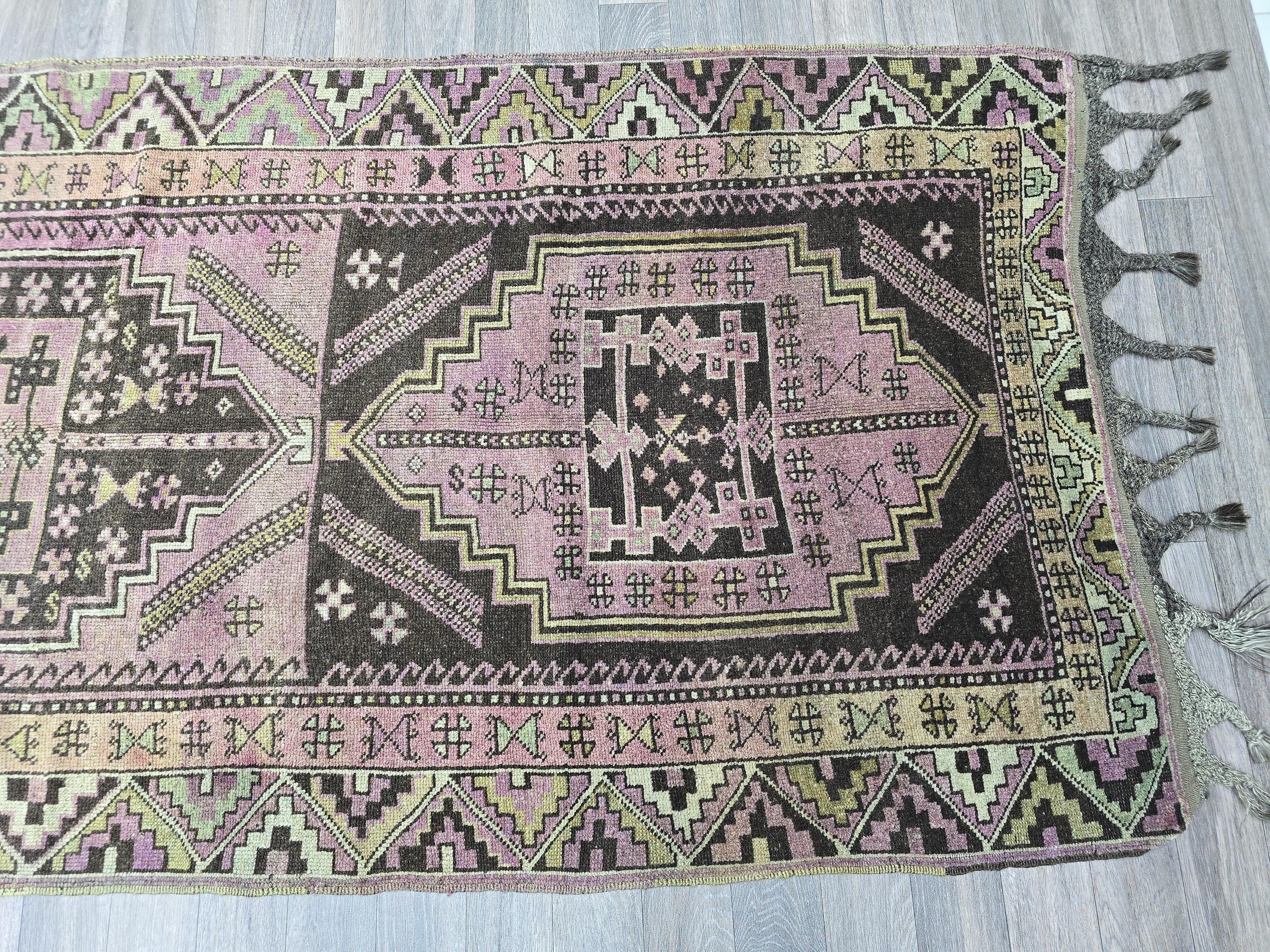 Vintage Oushak Runner Rug: Hand-Knotted Wool Hallway Carpet, 3.6x12.7 ft