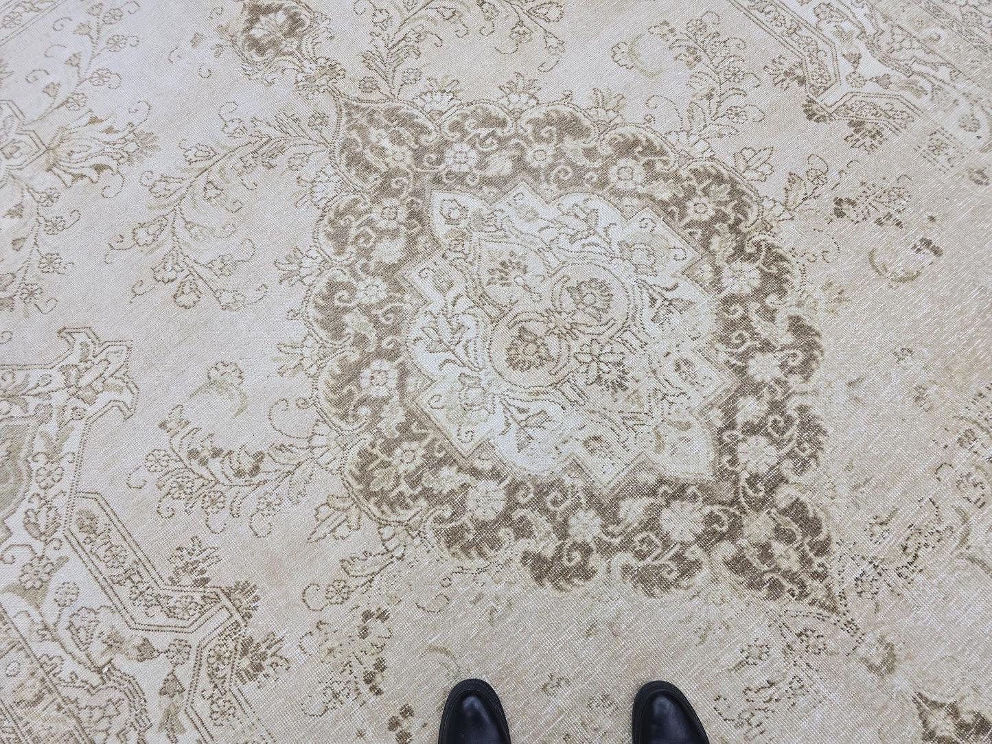 Vintage Turkish Oushak Rug 9x12 Beige Cream Wool Area Rug Handmade Living Room Rug Large Persian Style Carpet //9.30x12.60 feet