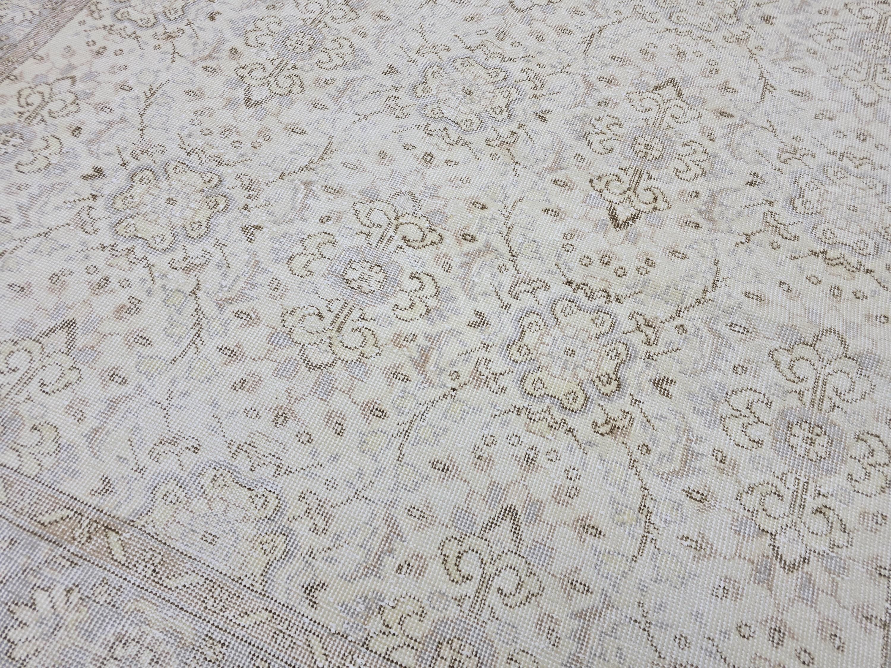 6x10 Vintage Turkish Oushak Rug: Hand-Knotted Wool, Neutral Beige