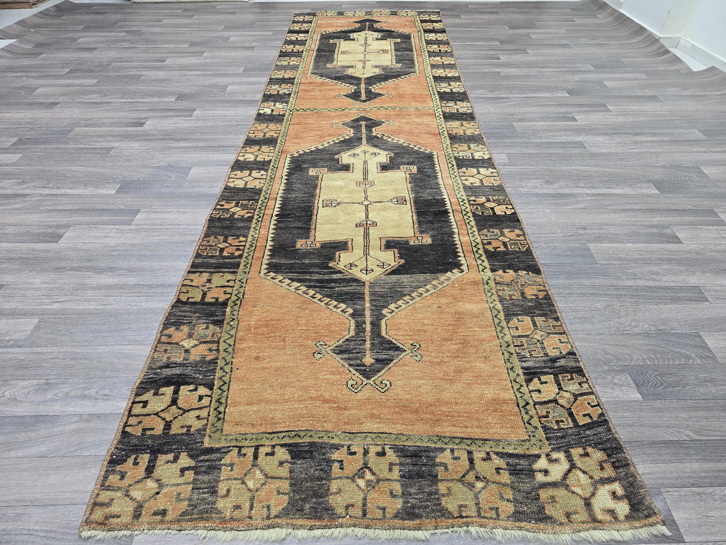 Long Vintage Persian Runner Rug: Handwoven Wool Hallway Carpet (3.5x12)