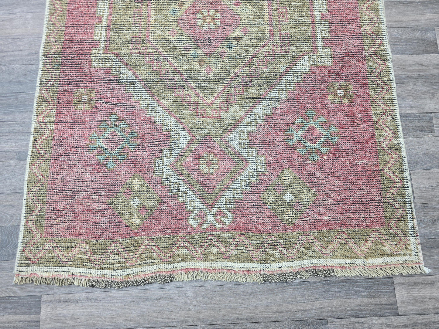 4x11 Wide Turkish Oushak Runner for Hallway - Authentic Wool rug runner for Kitchen and Entryway - Rustic Home Decor