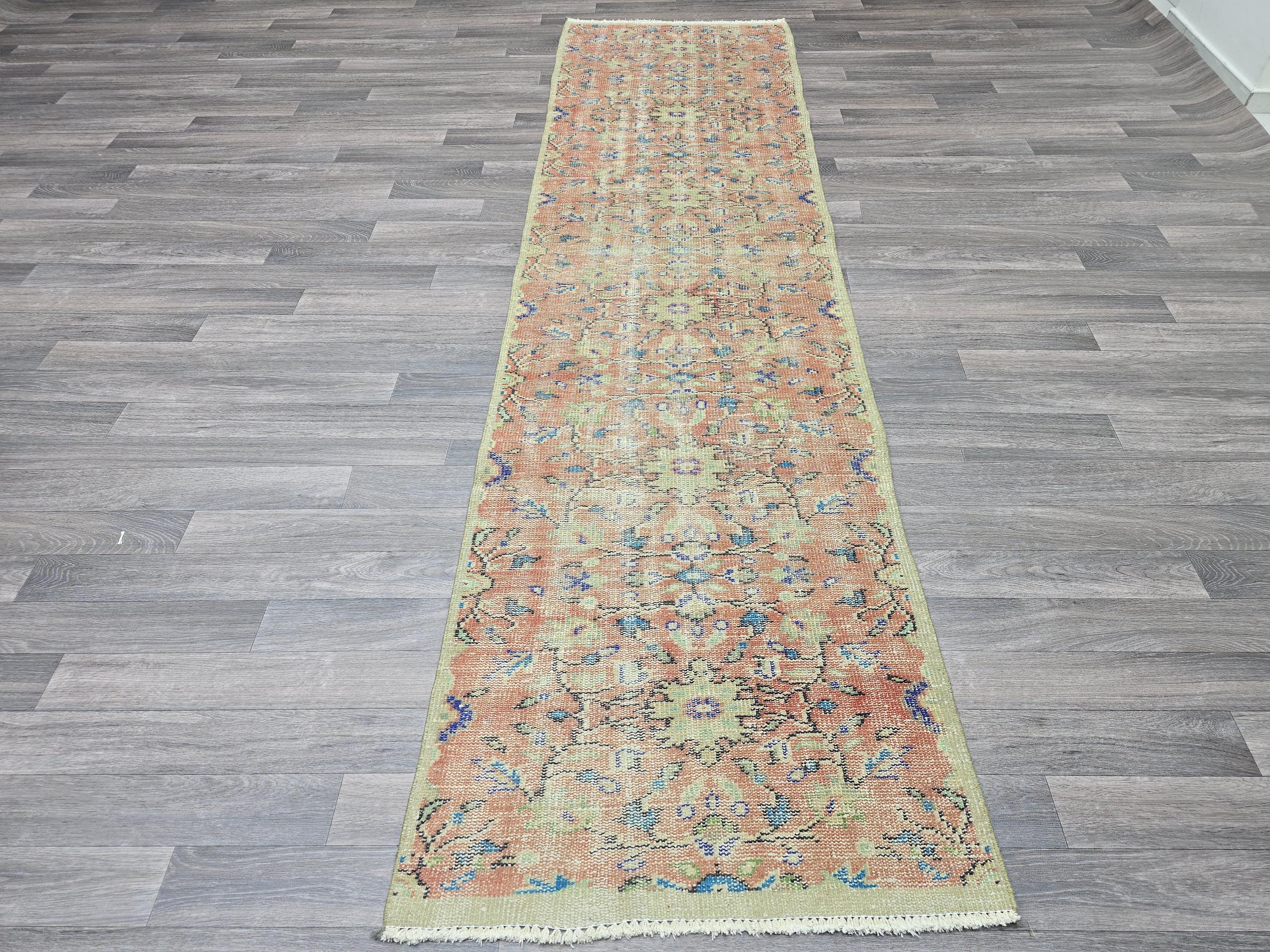 Vintage Oushak Runner Rug: Handknotted Wool Hallway Decor (2.8x9.7 ft)