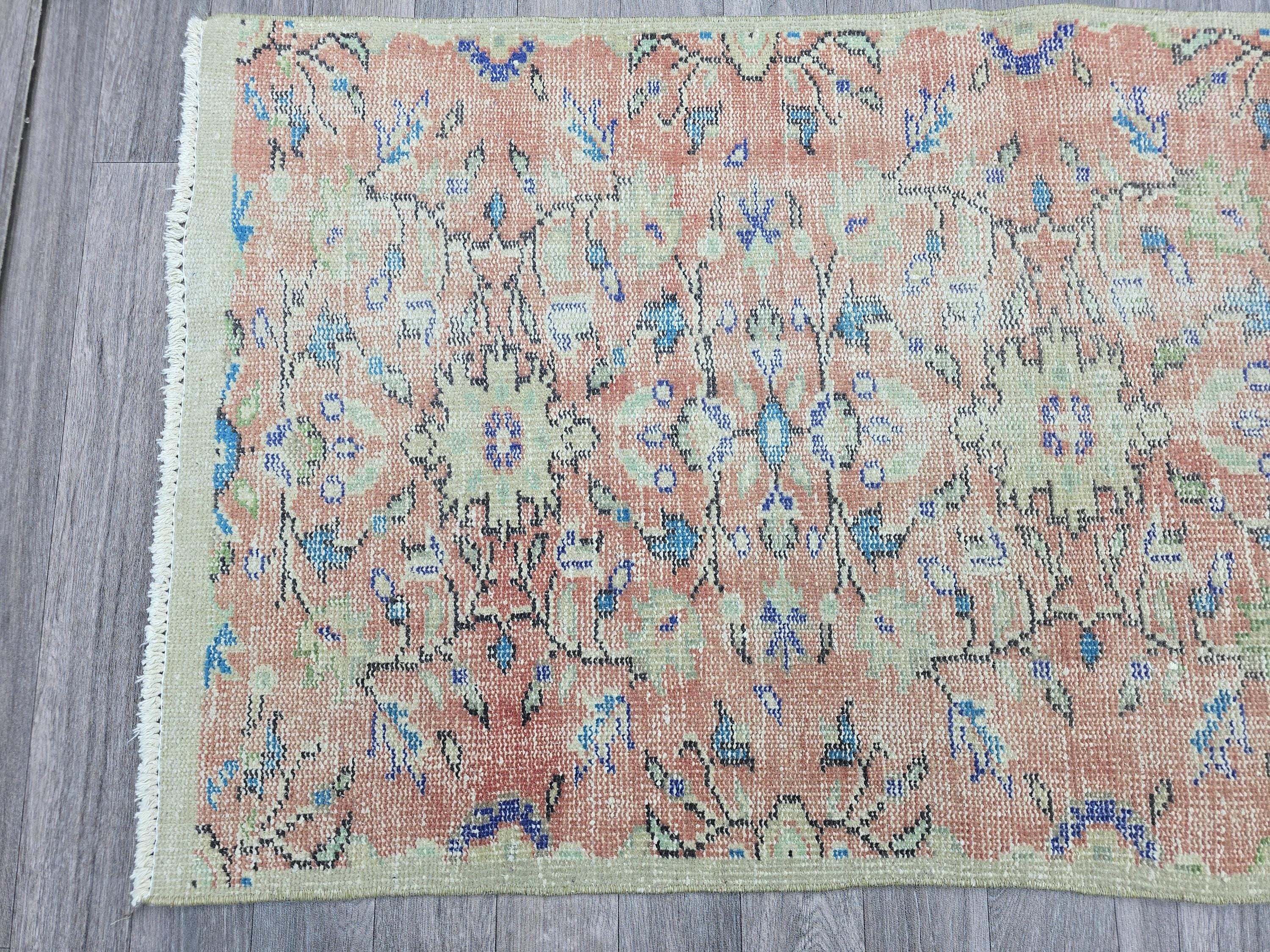 Vintage Oushak Runner Rug: Handknotted Wool Hallway Decor (2.8x9.7 ft)