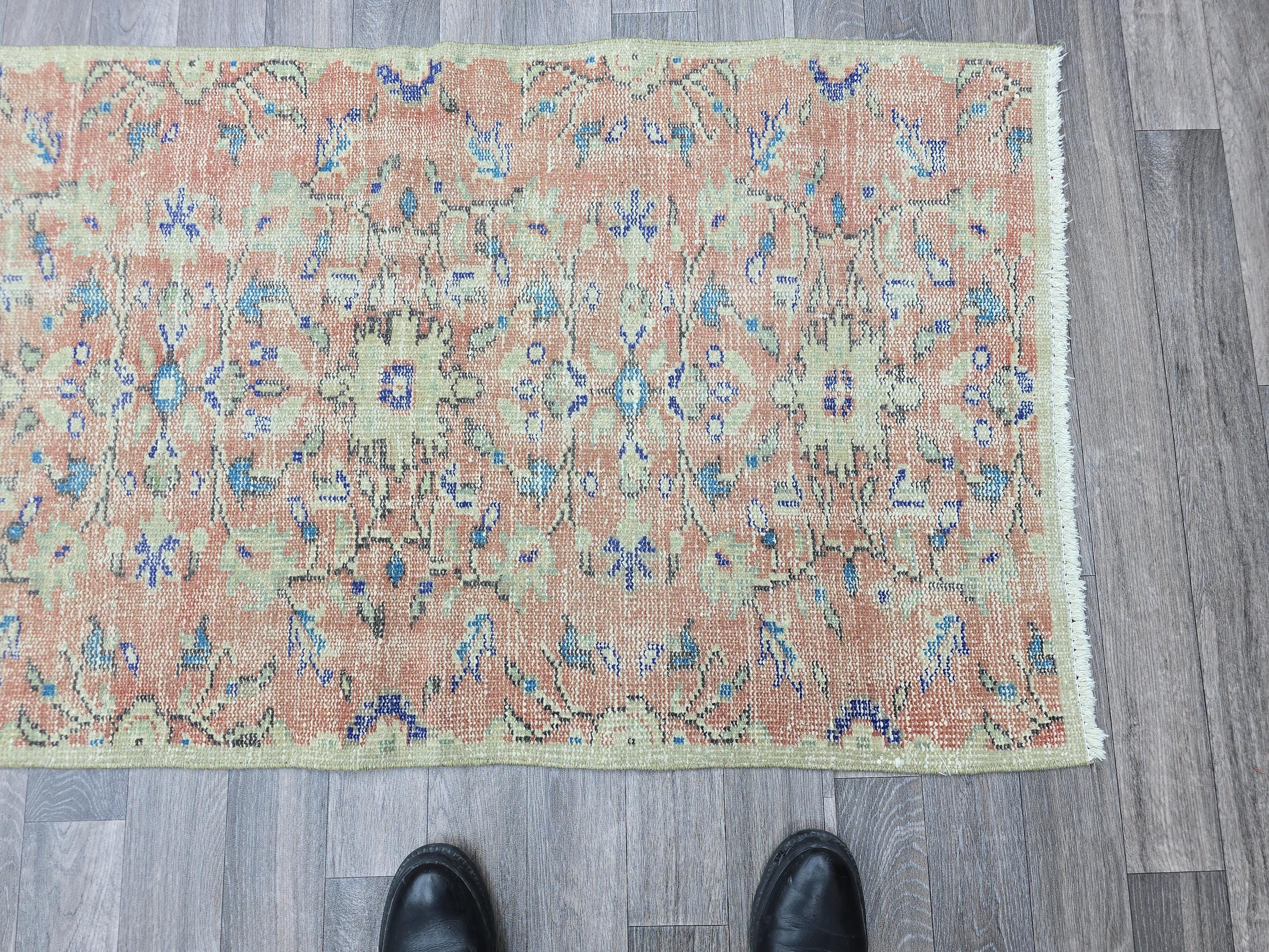 Vintage Oushak Runner Rug: Handknotted Wool Hallway Decor (2.8x9.7 ft)