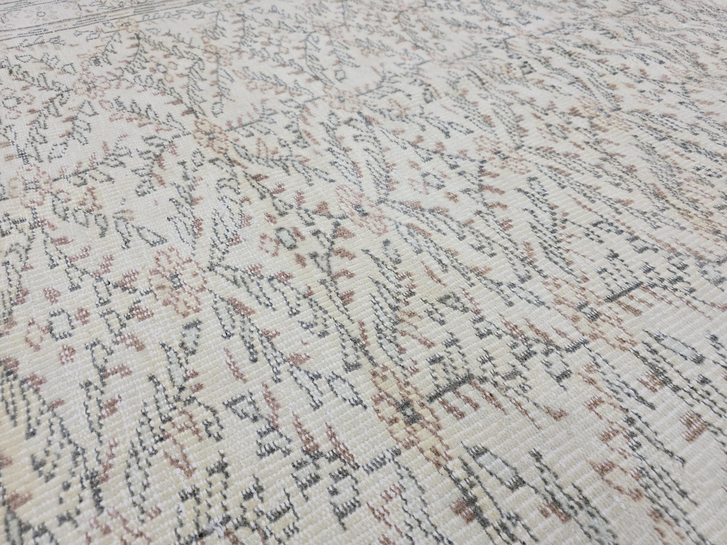 6x9 Neutral Oushak Rug Turkish Vintage Carpet Handmade Wool Area Rug Ivory Beige Cream Muted Living Room Bedroom Hallway Runner