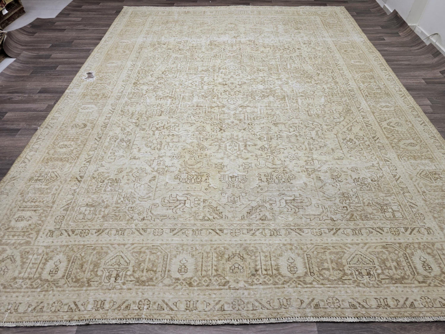 9x12 Geometric Design Neutral Area Rug - Oriental Rug - Natural Organic Wool Rug - Handmade Carpet - Extra Large Muted Turkish Area Rug