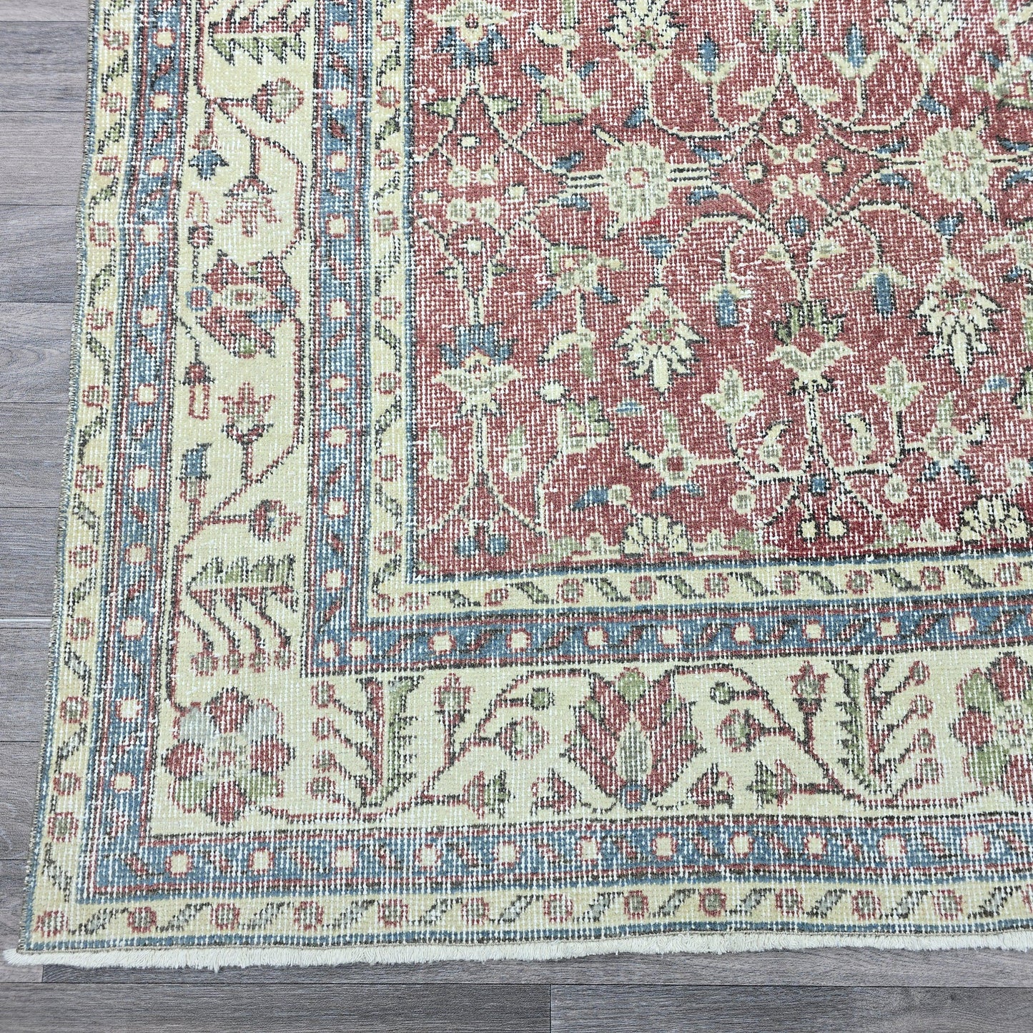 7x10 Vintage Turkish Oushak Rug: Hand-Knotted Wool Floral Carpet
