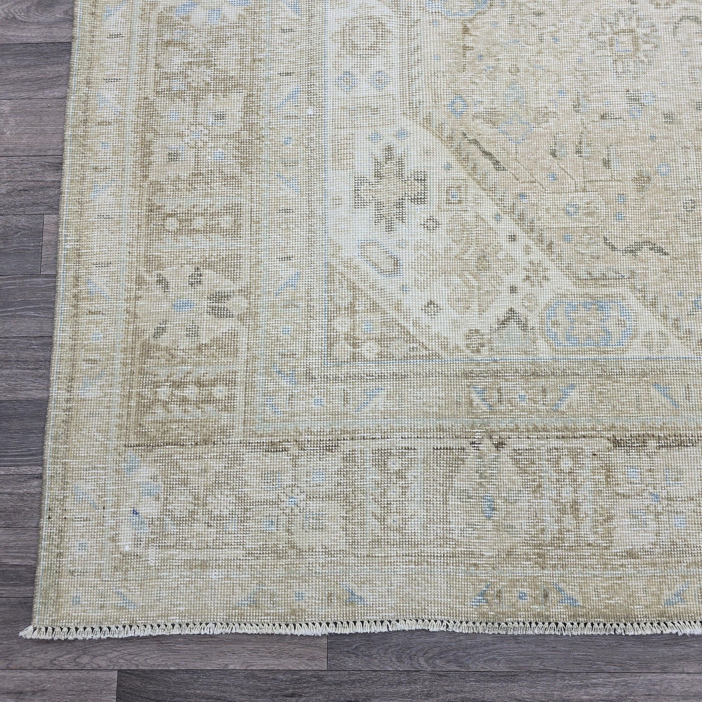 8x11 Hand-Knotted Wool Oushak Rug: Neutral Turkish Design