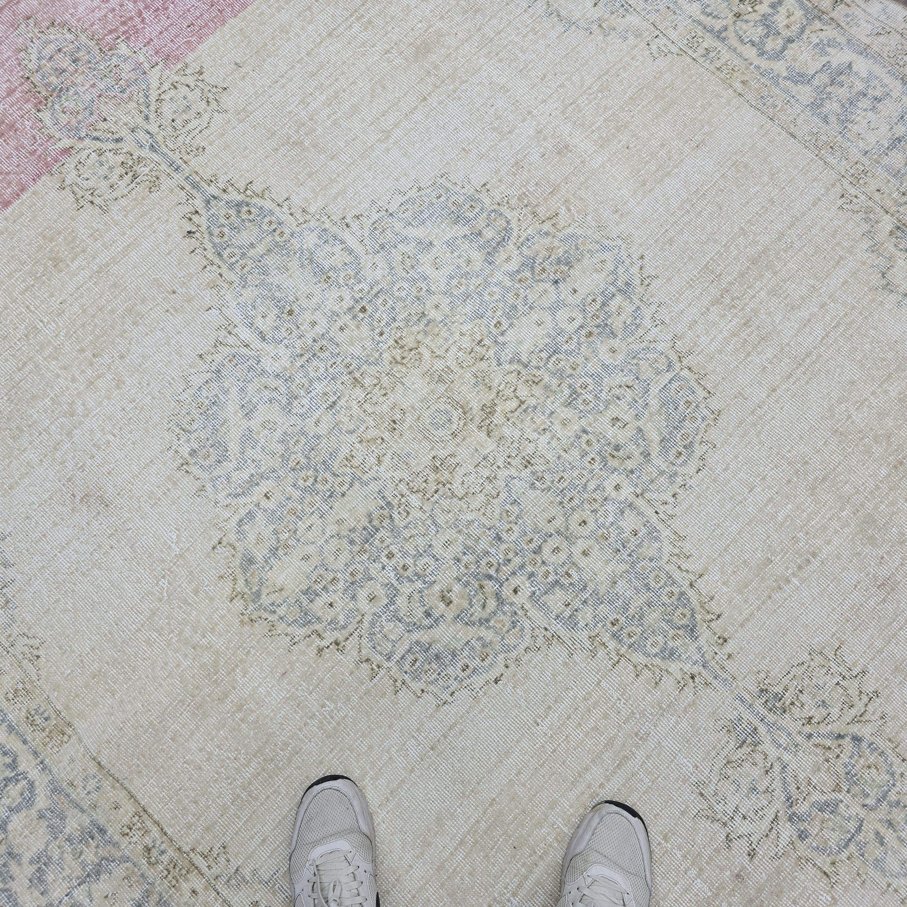 Antique Oushak Rug 7x10 Turkish Rug Handmade Wool Carpet Neutral Muted Area Rug For Living Room Bedroom Boho Home Decor