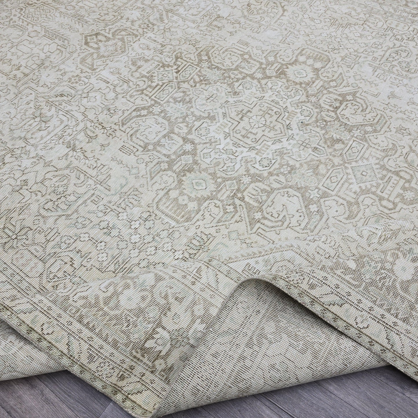 9x12 Neutral Area Rug/ Hand Knotted Vintage Carpet/ Oversize Turkish Rug/ Large Wool Rug/ Distressed Oushak Rug/ Faded Area Rug