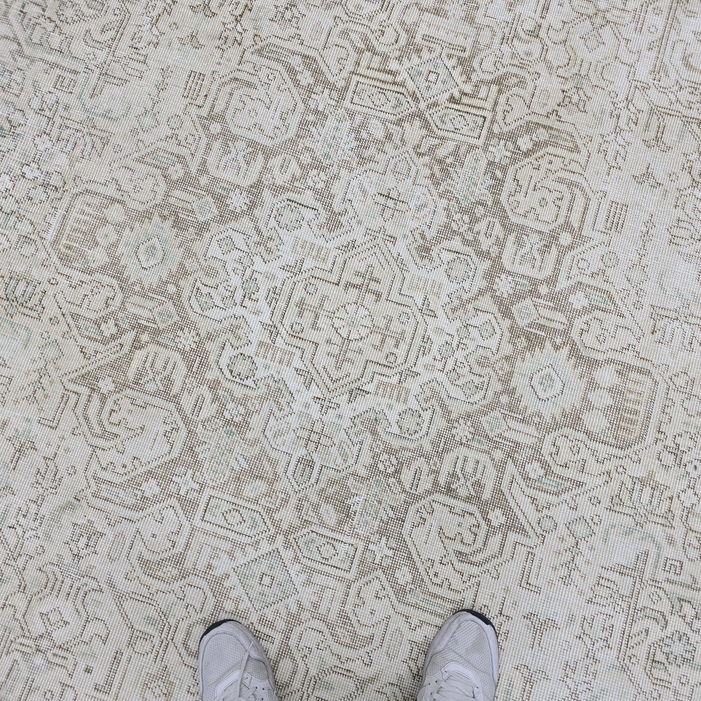 9x12 Neutral Area Rug/ Hand Knotted Vintage Carpet/ Oversize Turkish Rug/ Large Wool Rug/ Distressed Oushak Rug/ Faded Area Rug