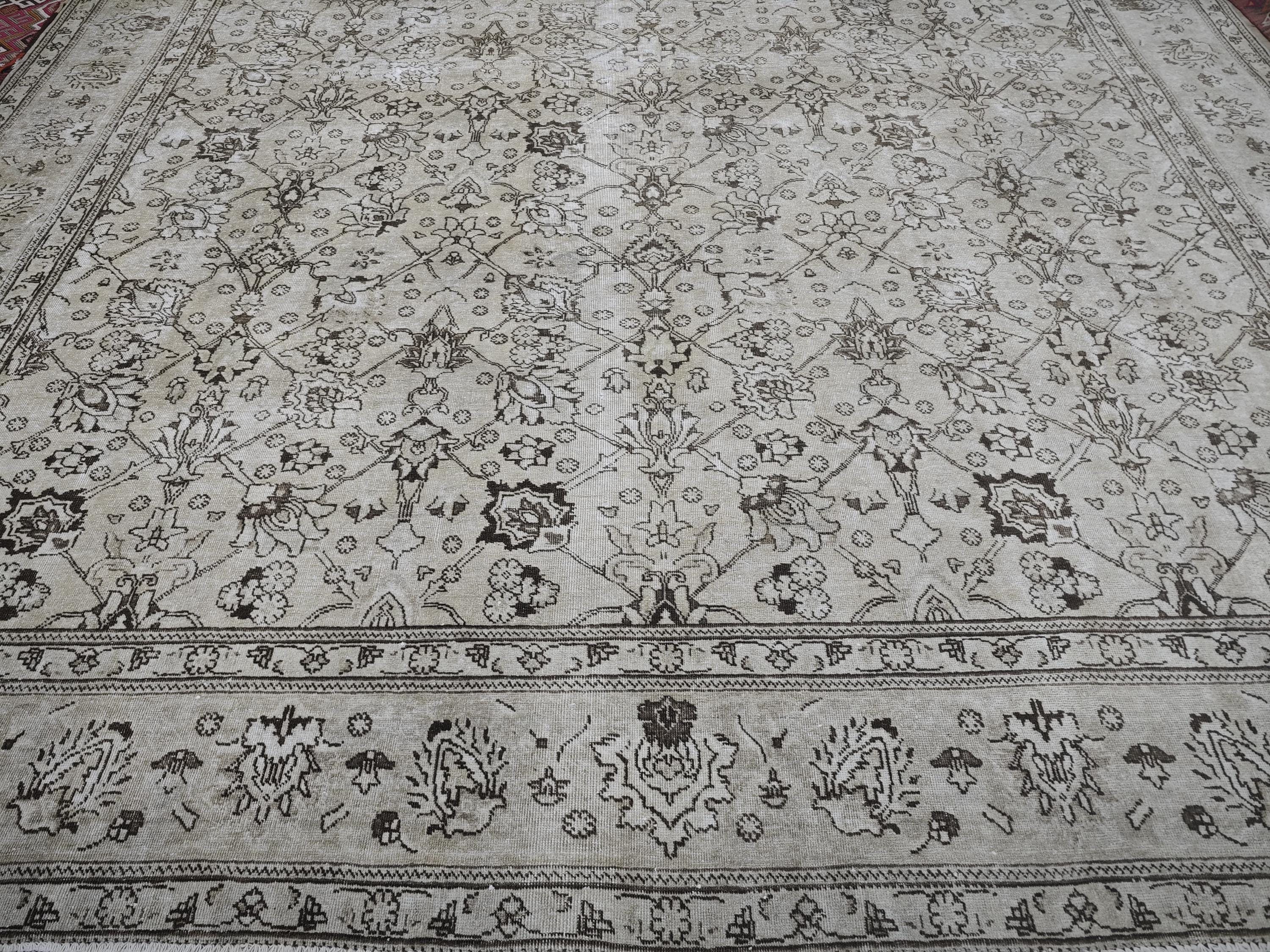 Oversized Vintage Turkish Oushak Rug 11.25x14.35 ft, Handwoven Wool