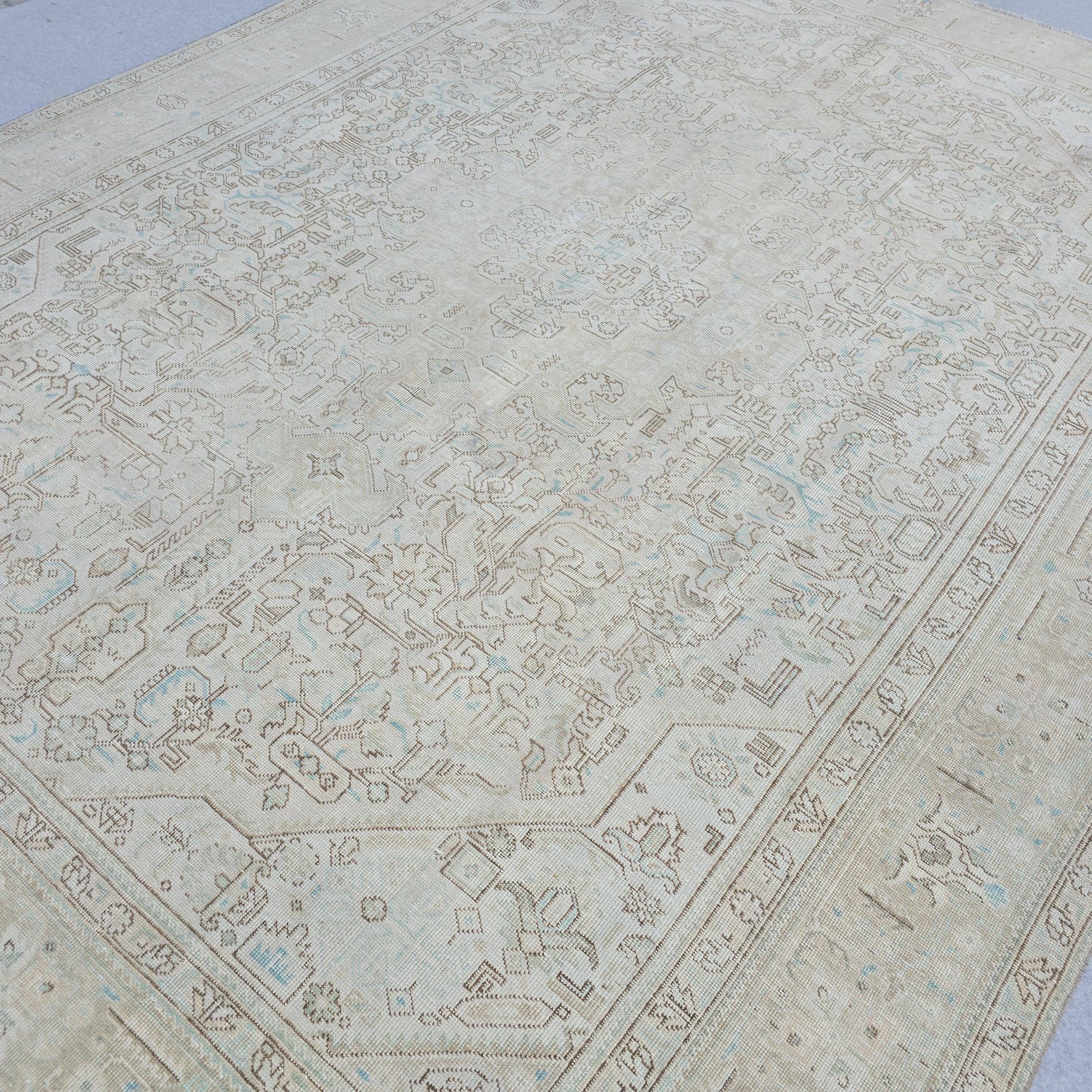 Handmade Oushak Wool Rug: Large Vintage Turkish Area Rug (9.60x11.75 ft)