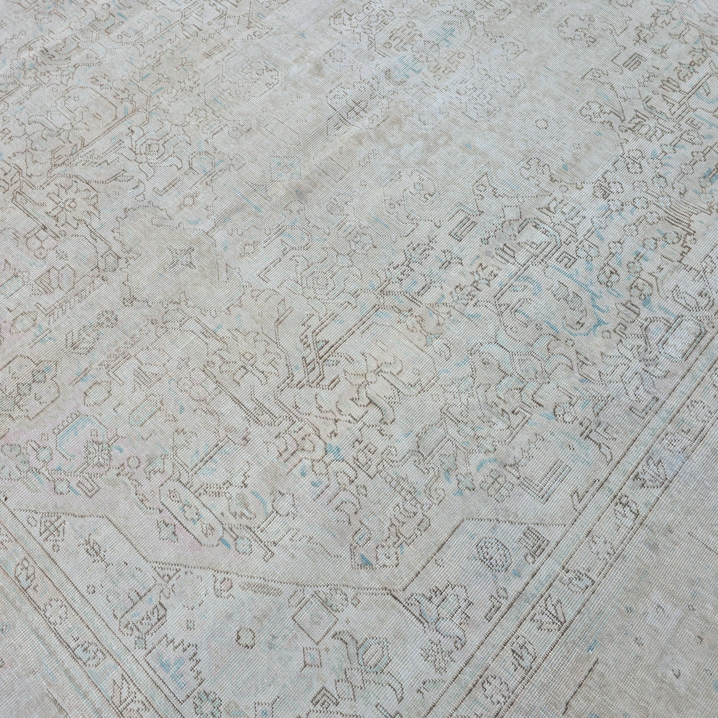 Handmade Oushak Wool Rug: Large Vintage Turkish Area Rug (9.60x11.75 ft)