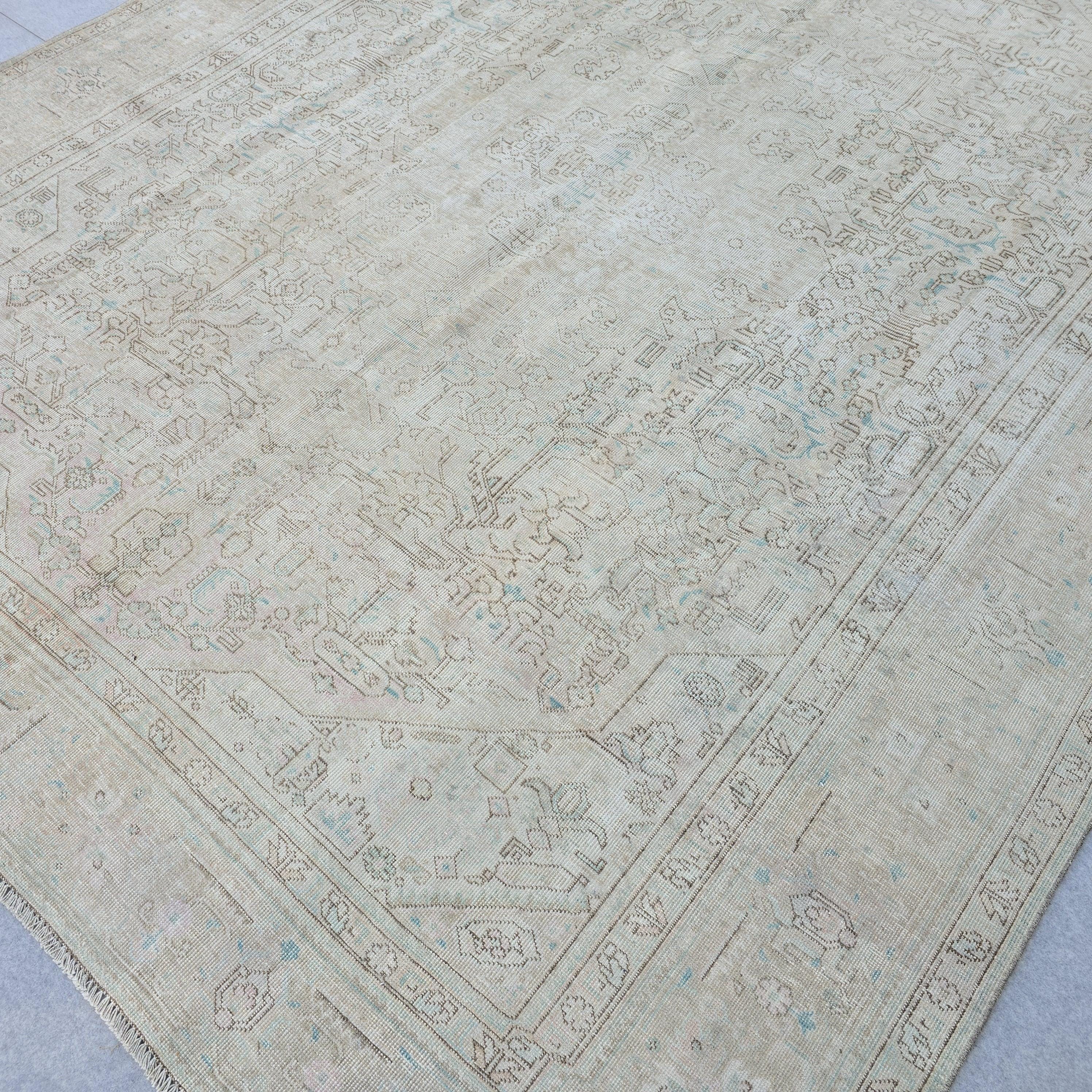 Handmade Oushak Wool Rug: Large Vintage Turkish Area Rug (9.60x11.75 ft)