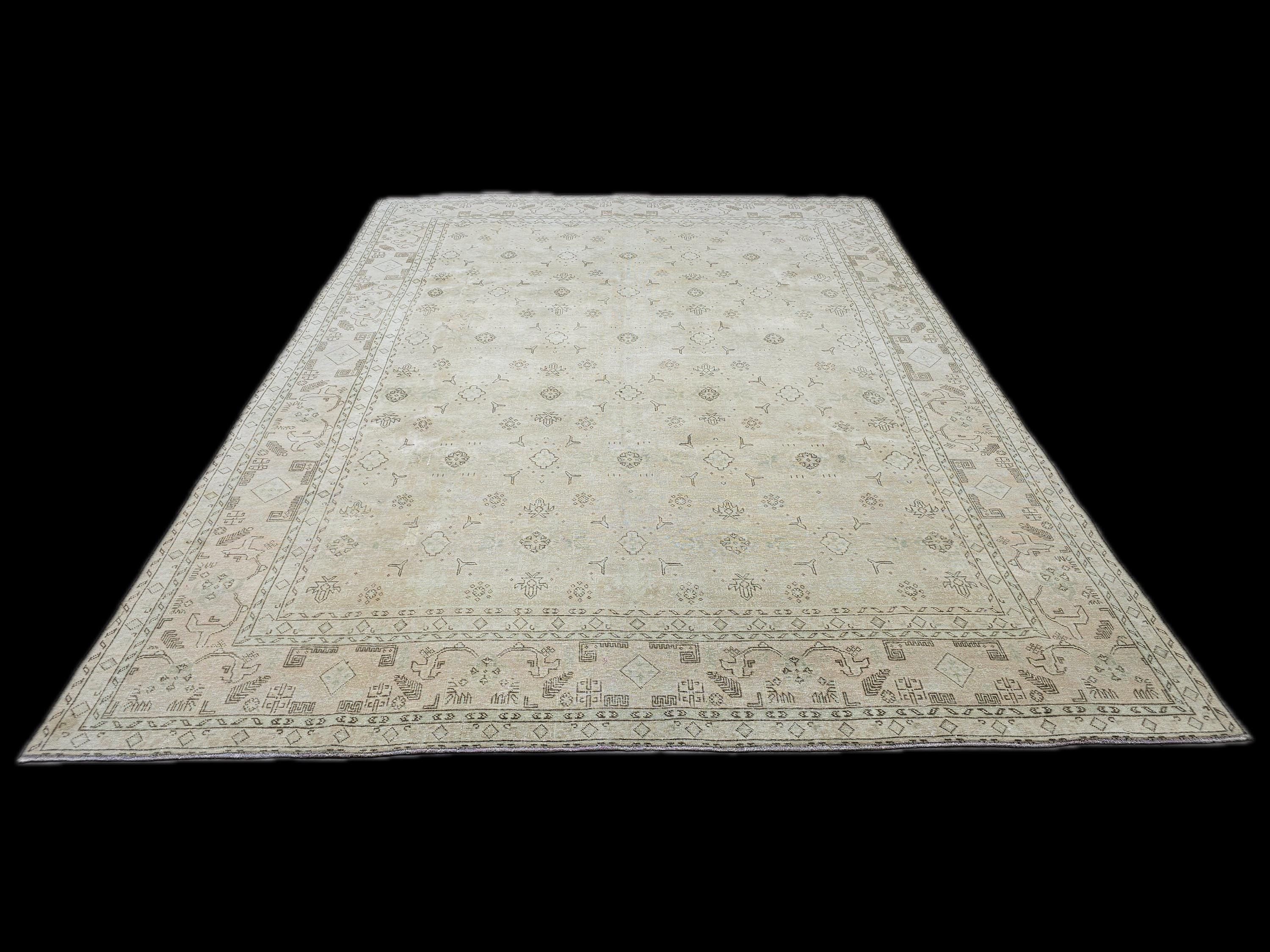 9x12 Antique Turkish Area Rug - Handmade Wool Oushak Rug /9.40x12.60 feet